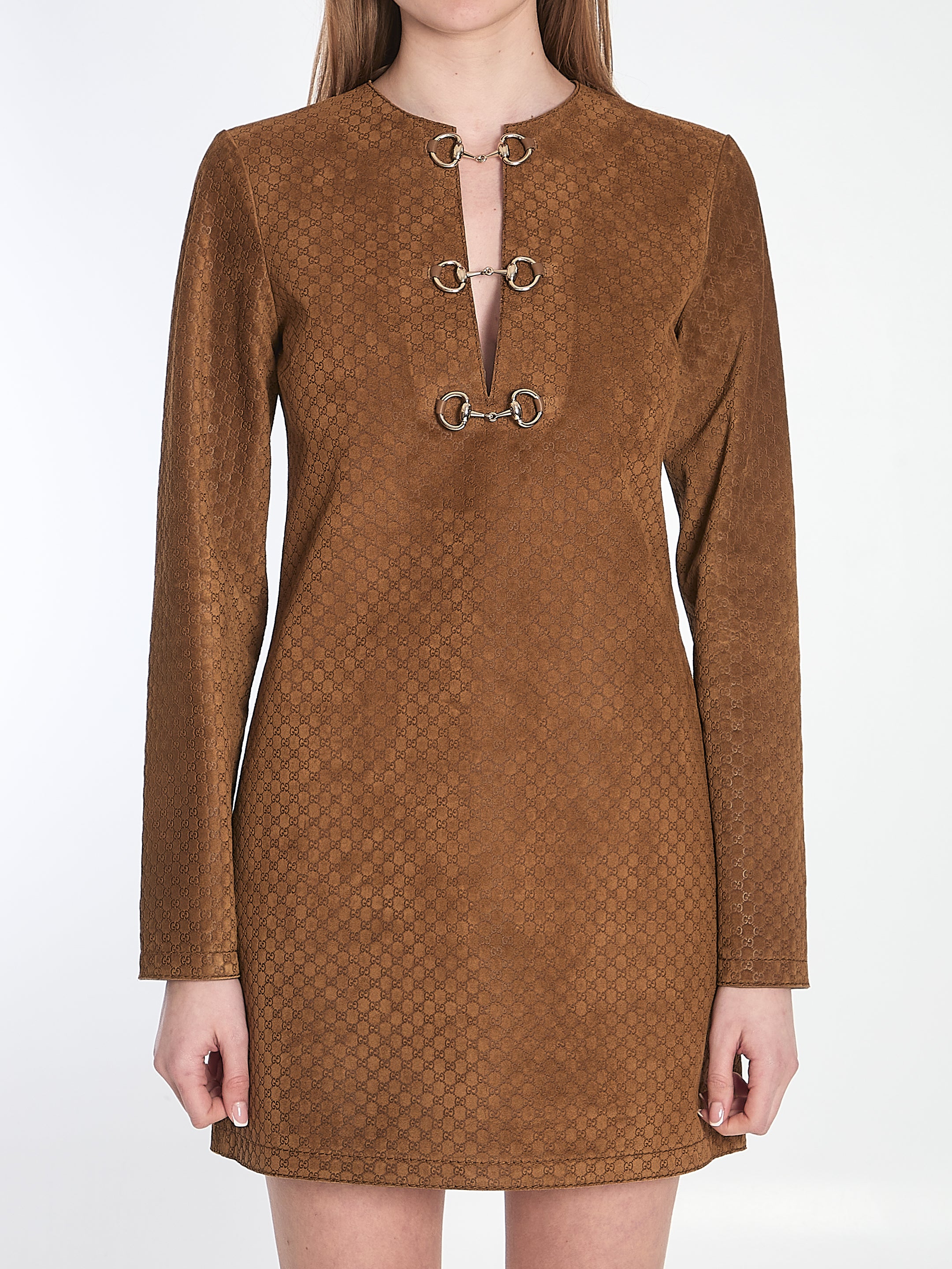 GG SUEDE MINI DRESS Gucci BROWN 40