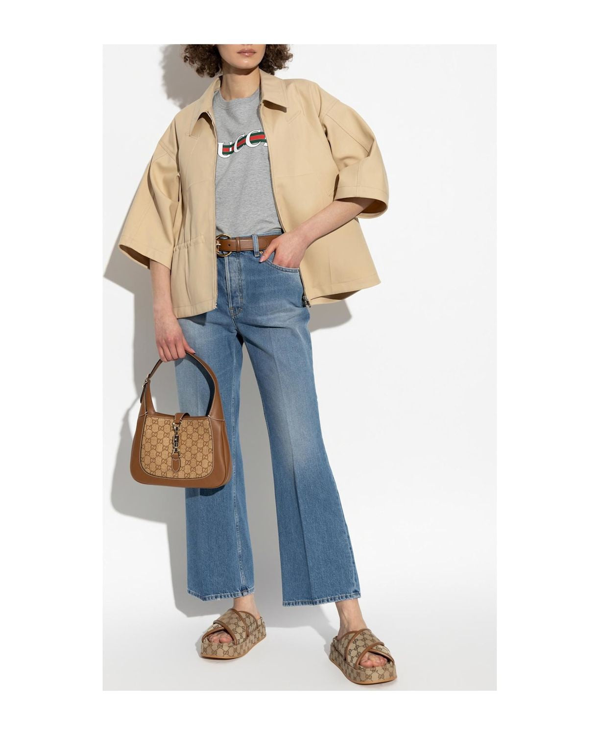 DENIM PANTS WITH LOGO LABEL Gucci