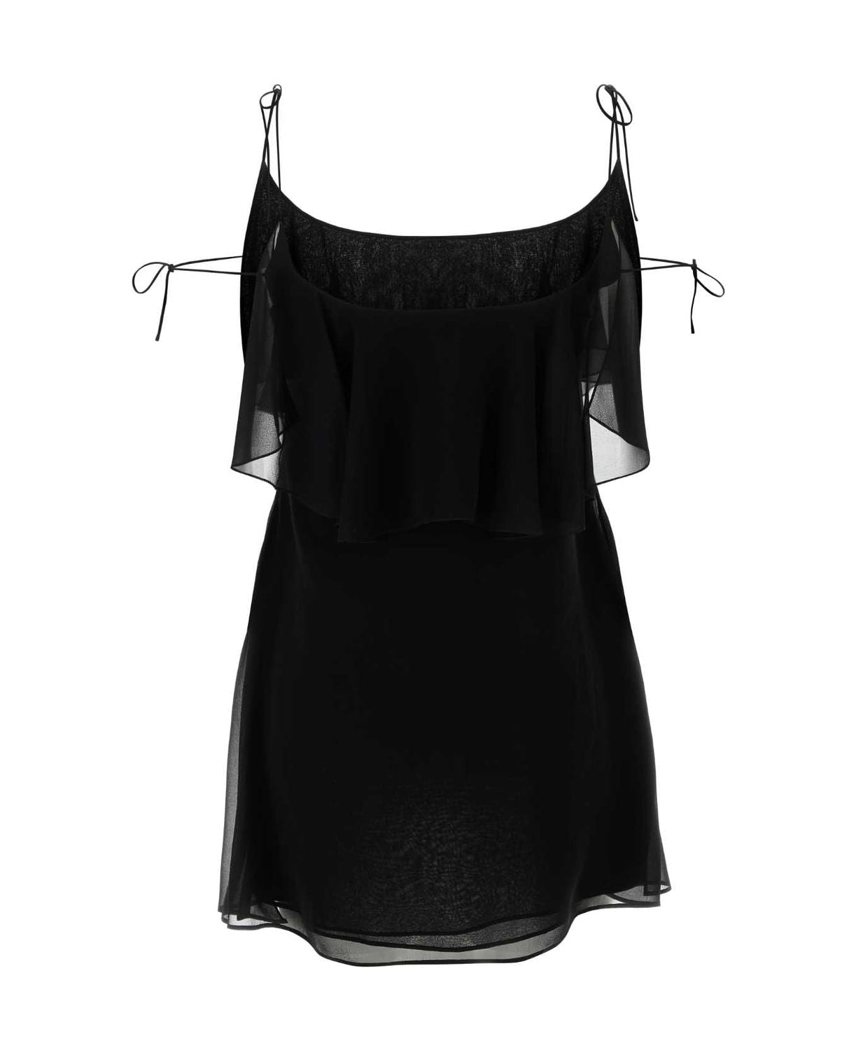 BLACK SILK CLOTHING DRESSES Saint Laurent
