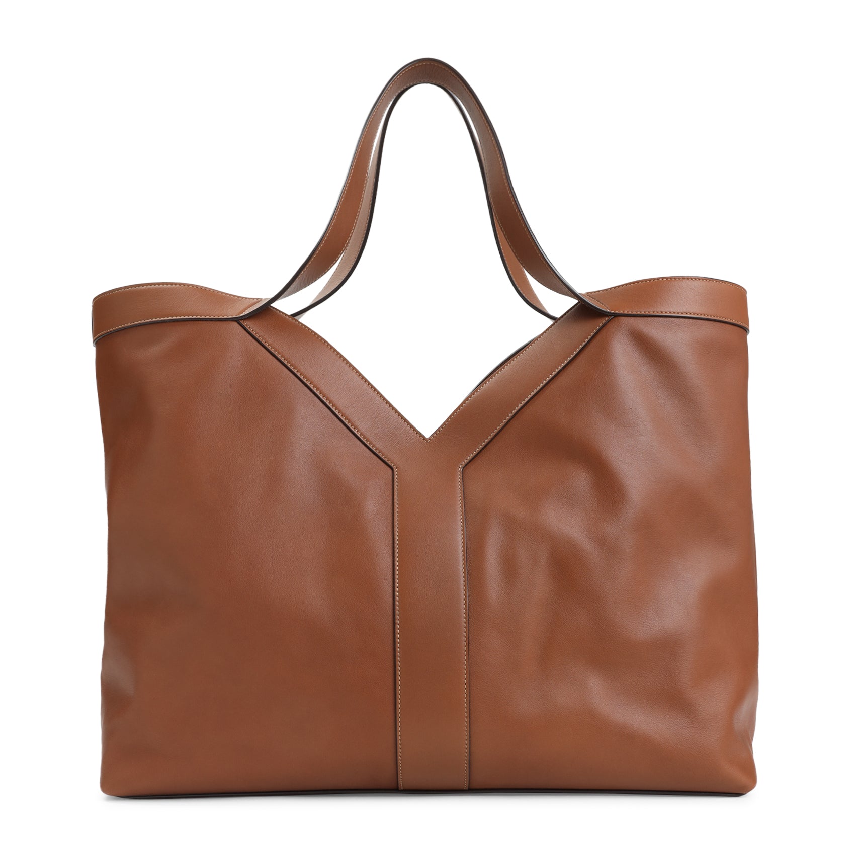 LARGE Y TOTE IN LEATHER Saint Laurent BROWN QT