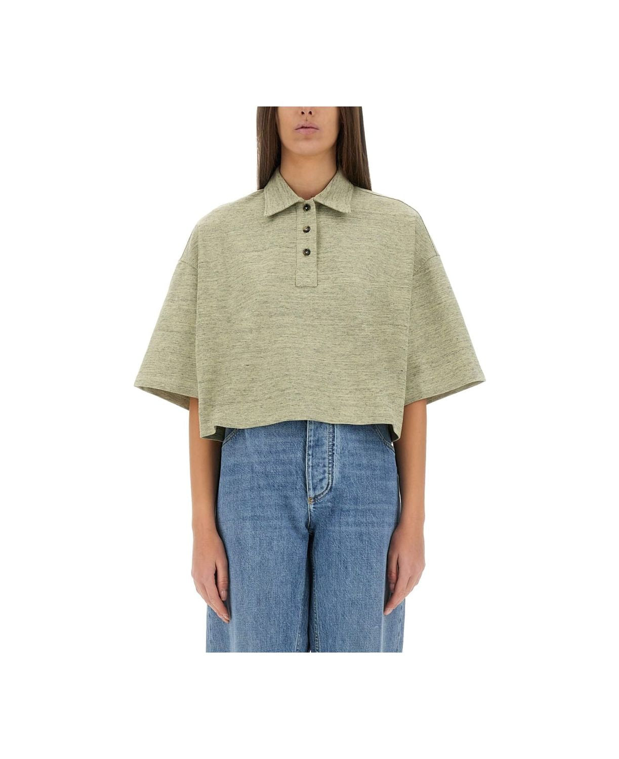 COTTON PIQUE POLO SHIRT Bottega Veneta BEIGE S
