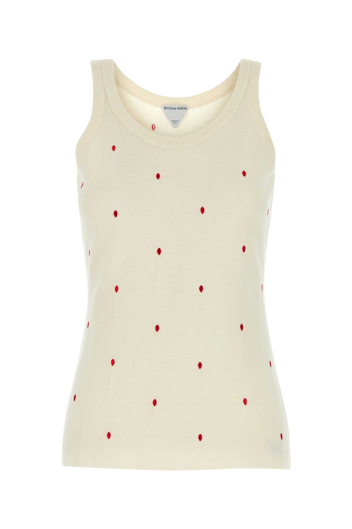 IVORY COTTON BLEND TANK TOP Bottega Veneta WHITE S