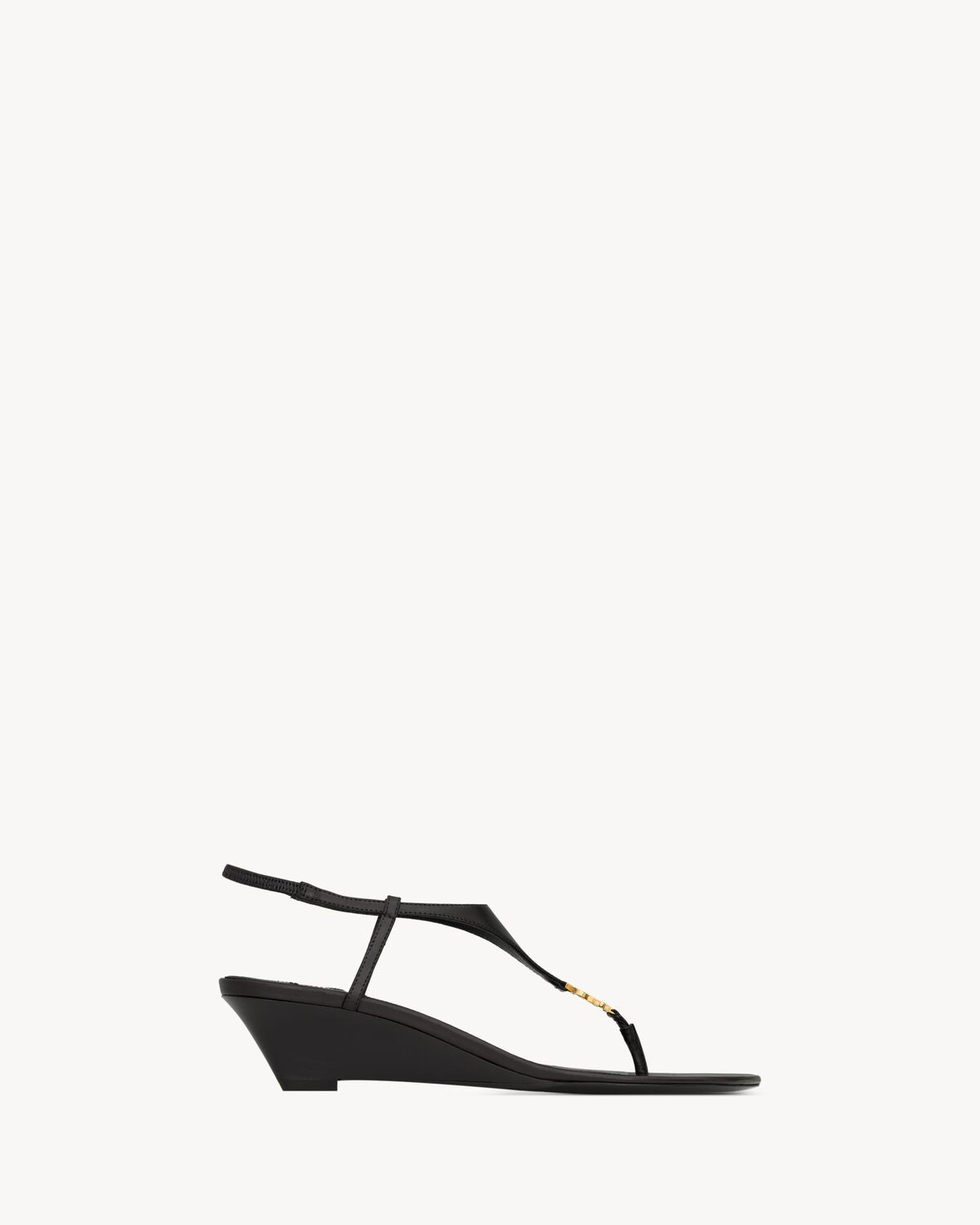 BLACK LAMB LEATHER WEDGES Saint Laurent BLACK 38