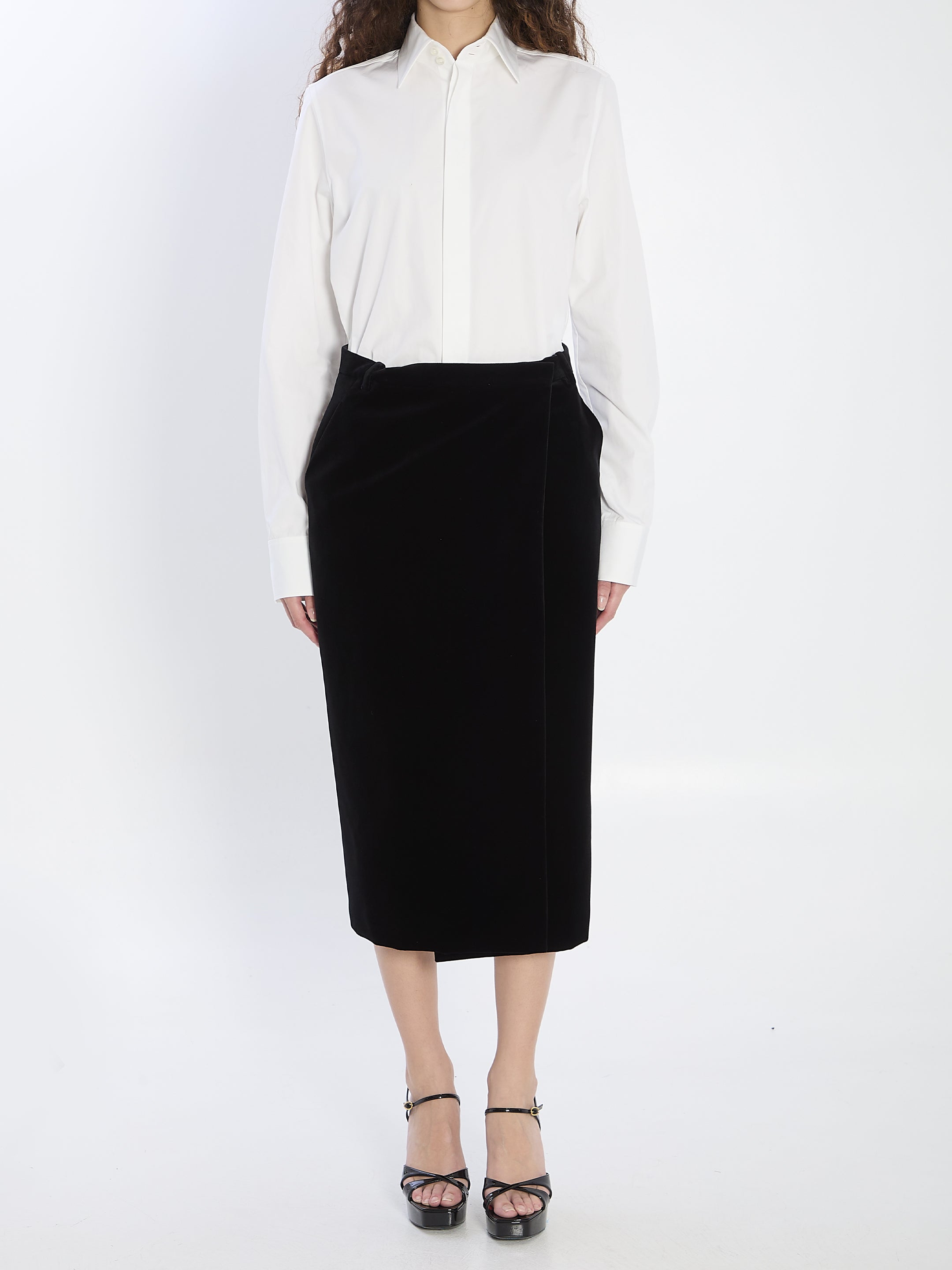 WRAP SKIRT IN VELVET Saint Laurent