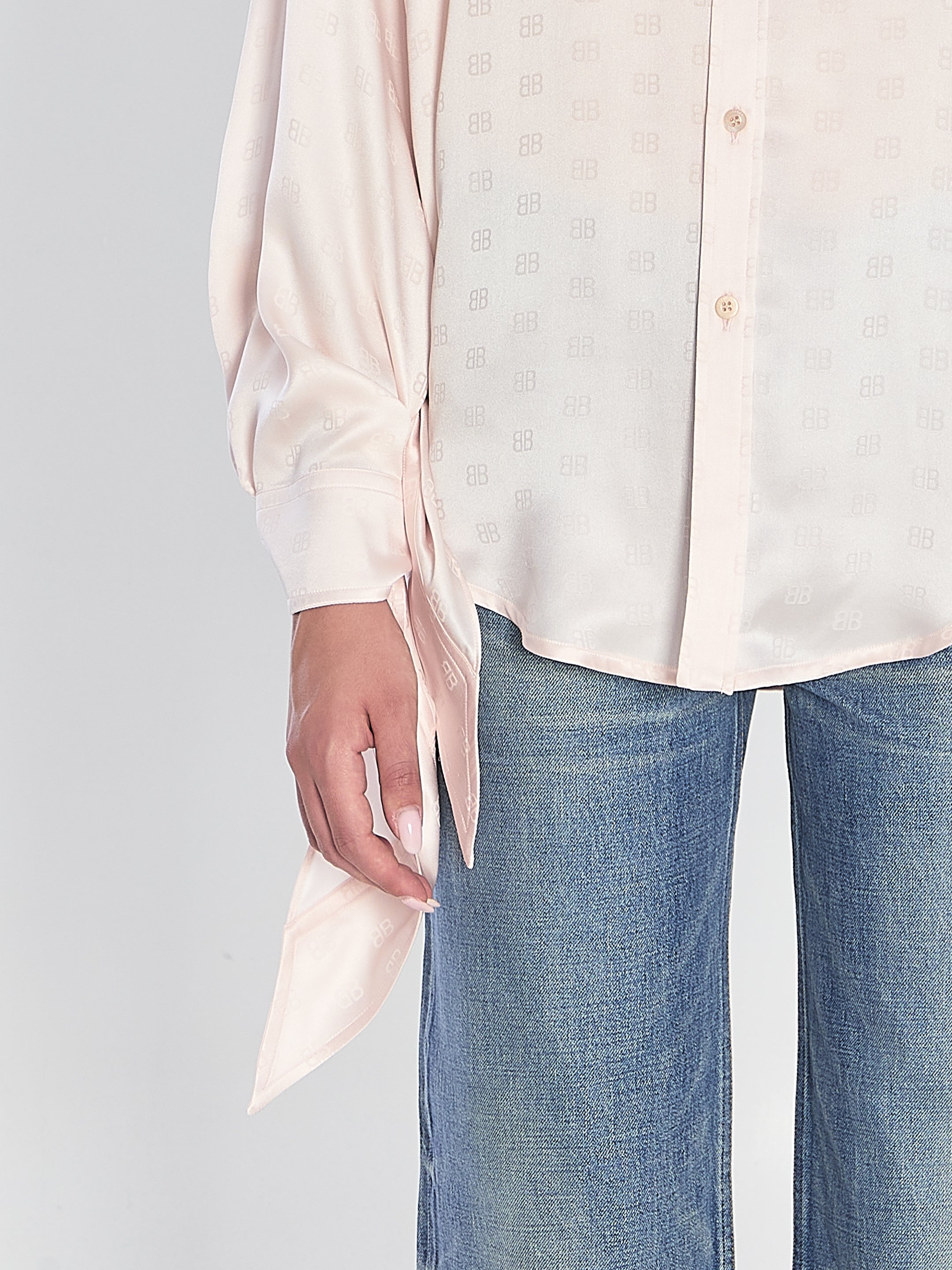 SILK SHIRT WITH KNOTTED CUFFS Balenciaga