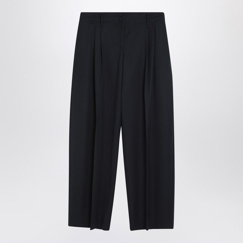NAVY BLUE WOOL WIDE-LEG PANT Alexander McQueen BLUE 40