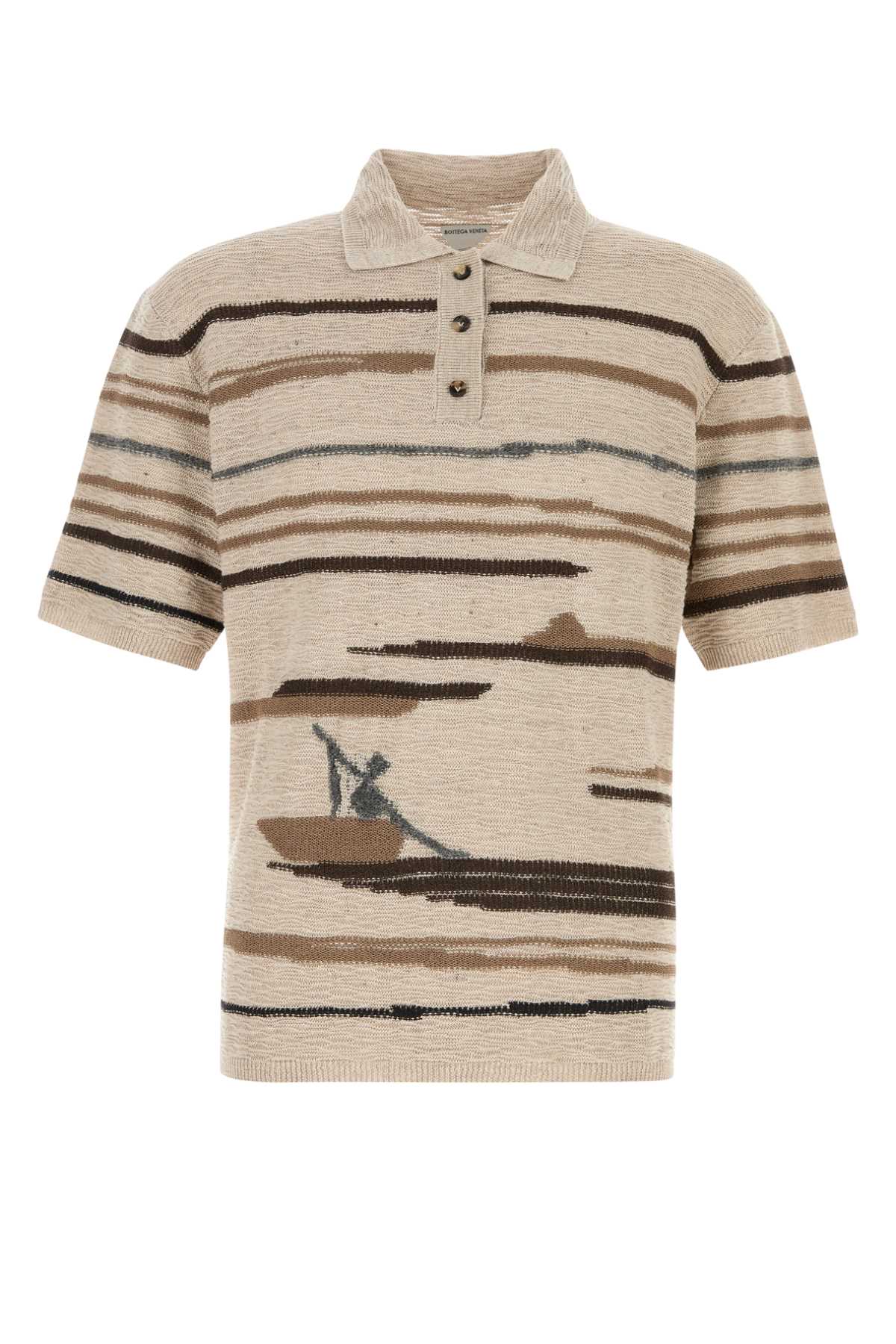 EMBROIDERED COTTON BLEND POLO SHIRT Bottega Veneta PRINTED M