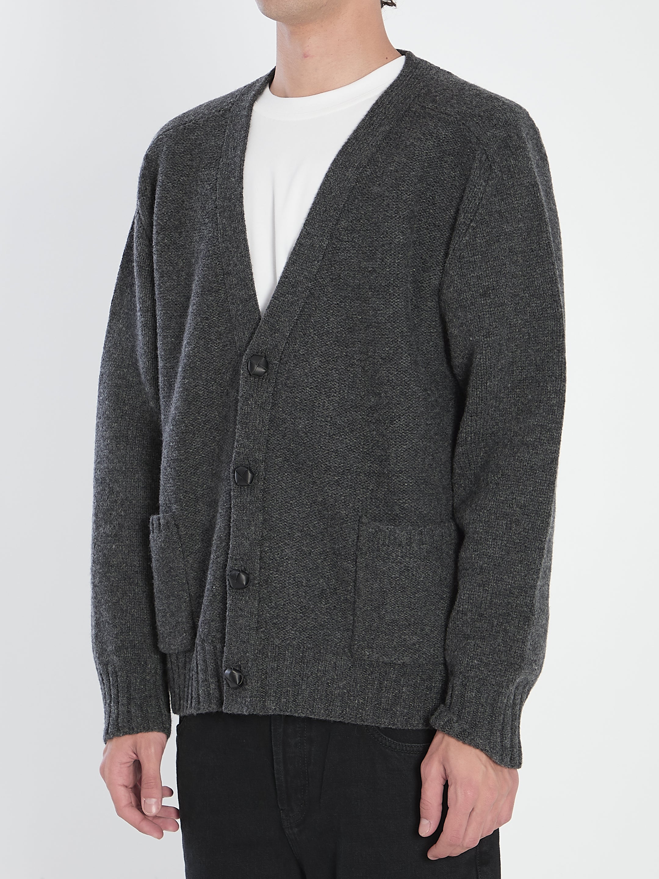 CHARCOAL WOOL CARDIGAN Bottega Veneta