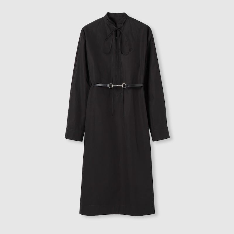 DRESS HEAVY COT POP W/LEA W/MO Gucci BLACK 42