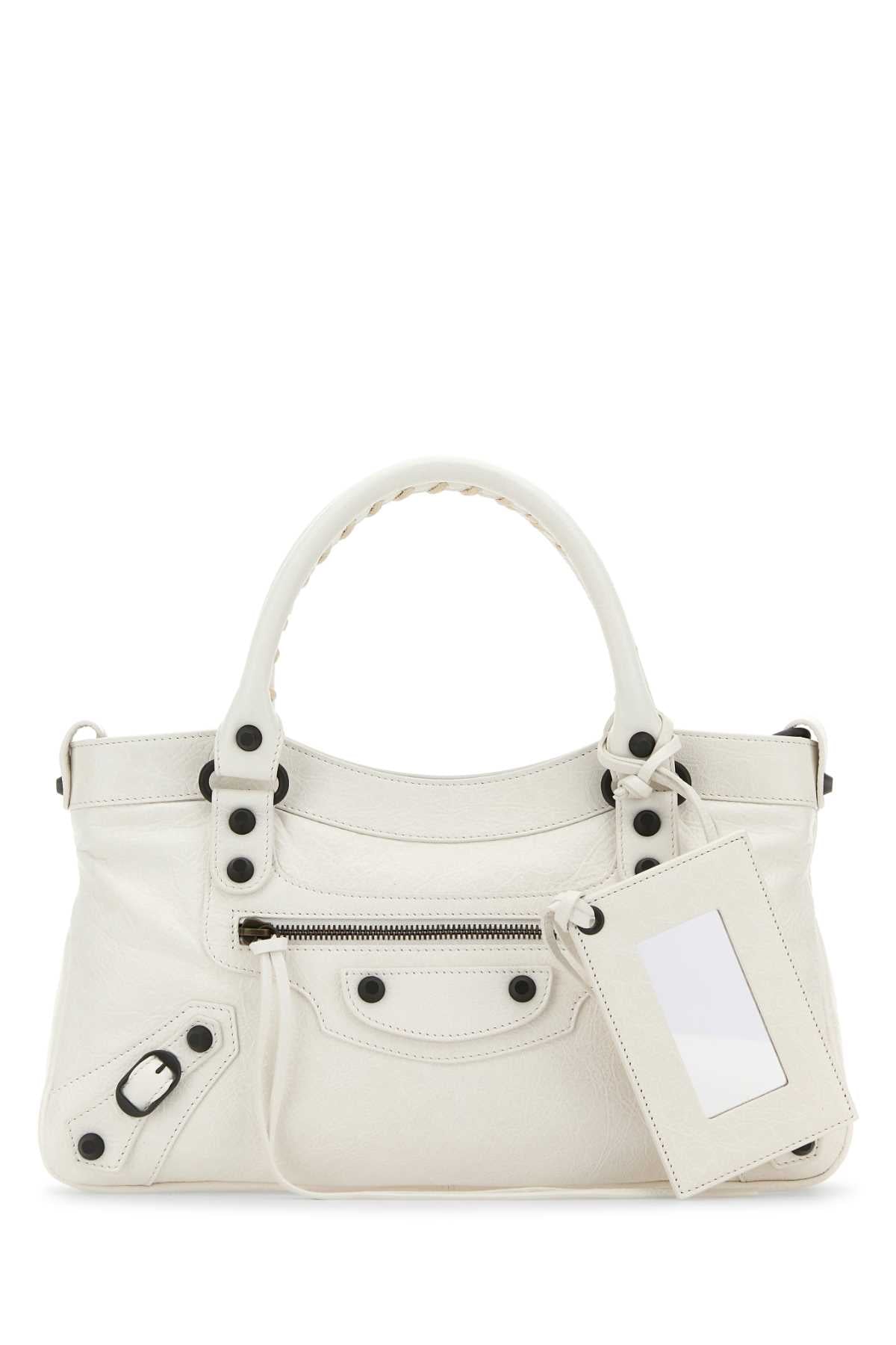 WHITE LEATHER LE CITY FIRST HANDBAG – Lord & Taylor