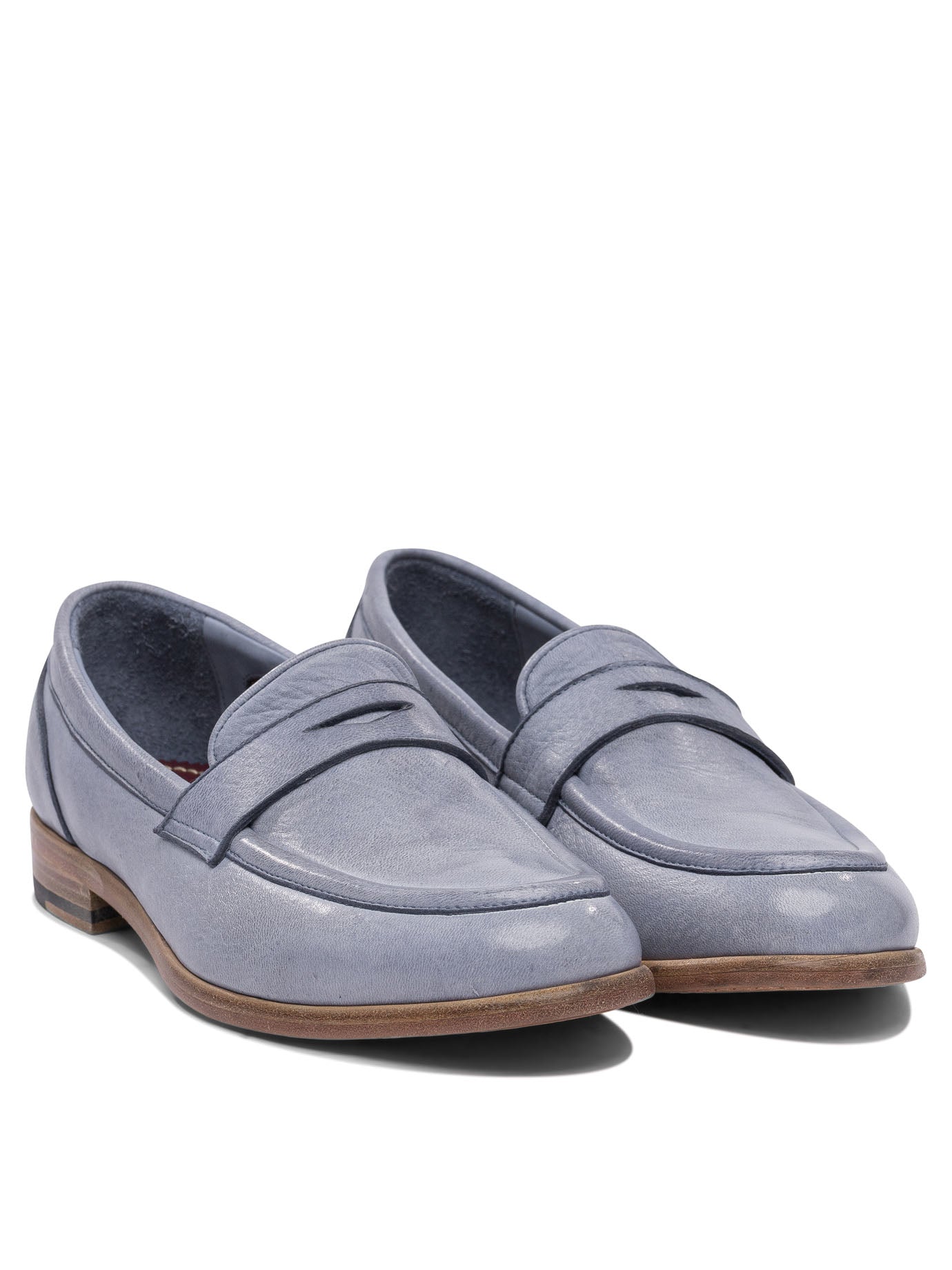LIGHT BLUE LEATHER LOAFERS STURLINI