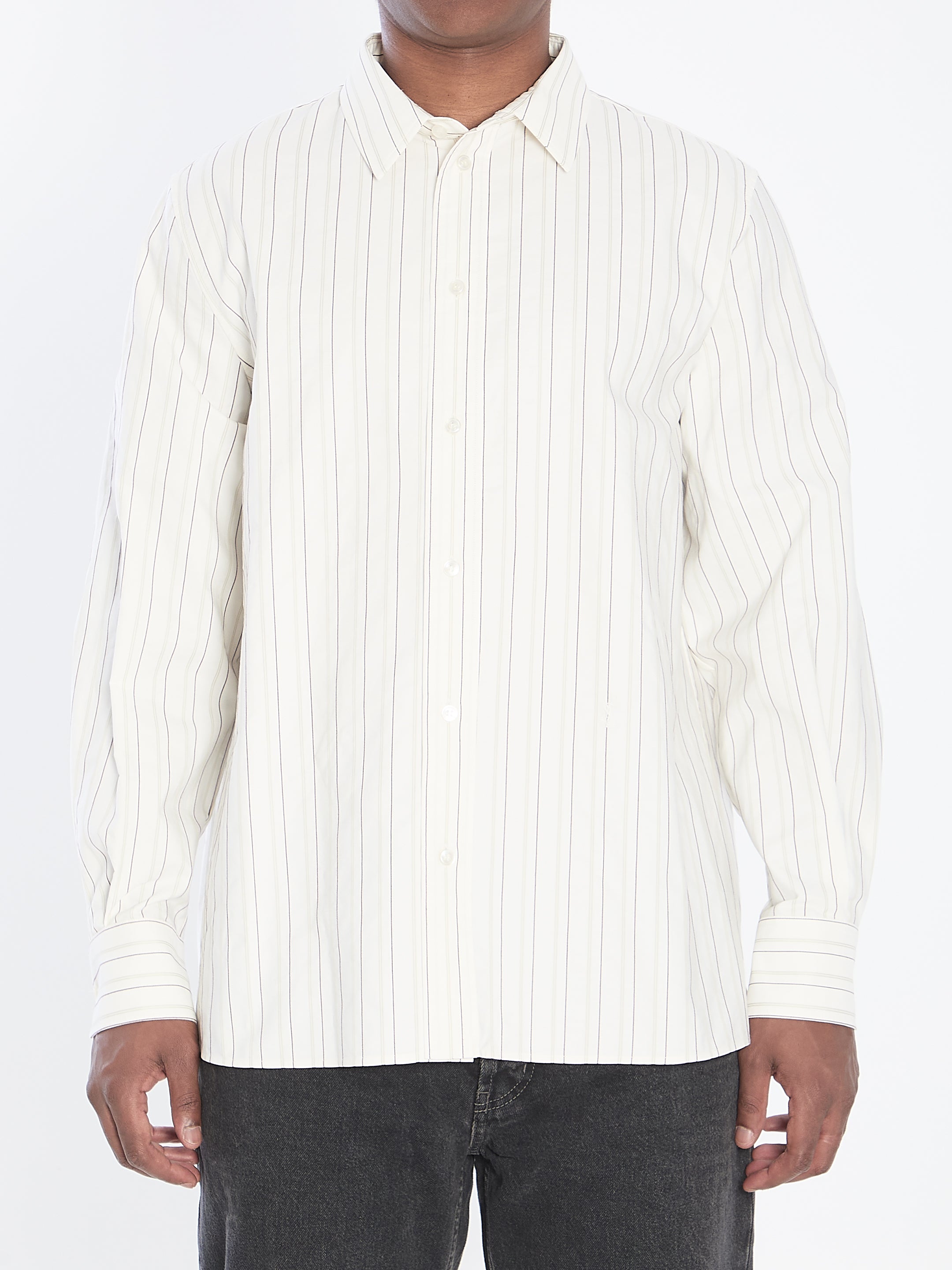 CASSANDRE SHIRT IN STRIPED COTTON Saint Laurent WHITE 39