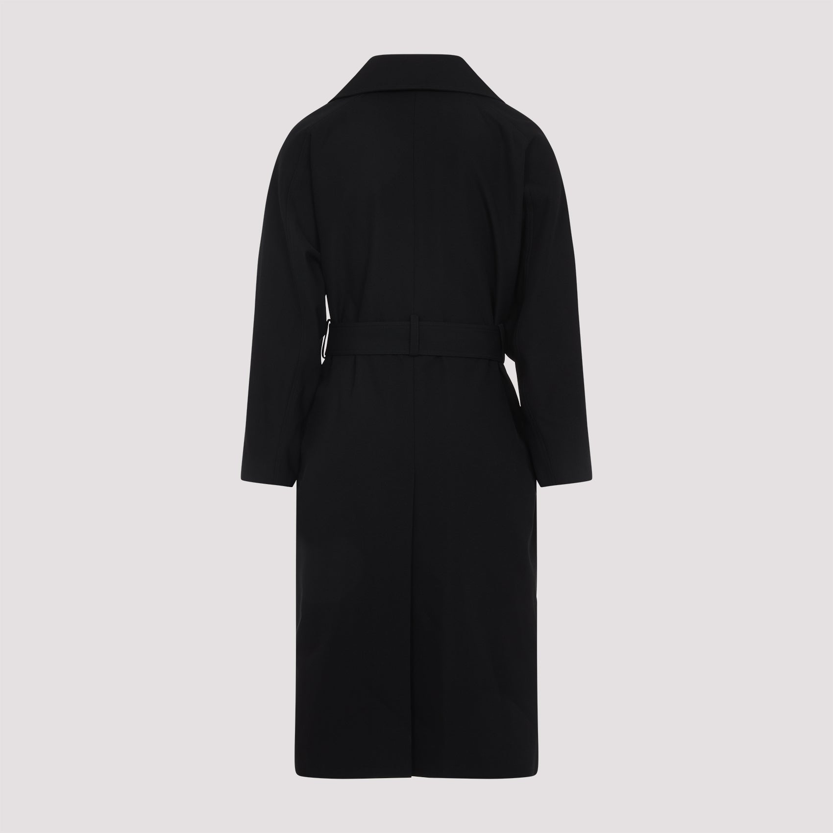 DOUBLE-BREASTED LONG COAT IN GRAIN DE POUDRE Saint Laurent
