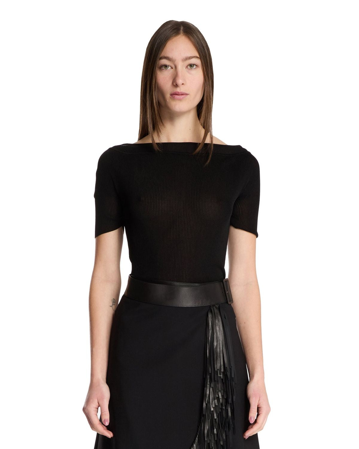 BLACK BOAT NECK TOP Khaite NEGRO XS