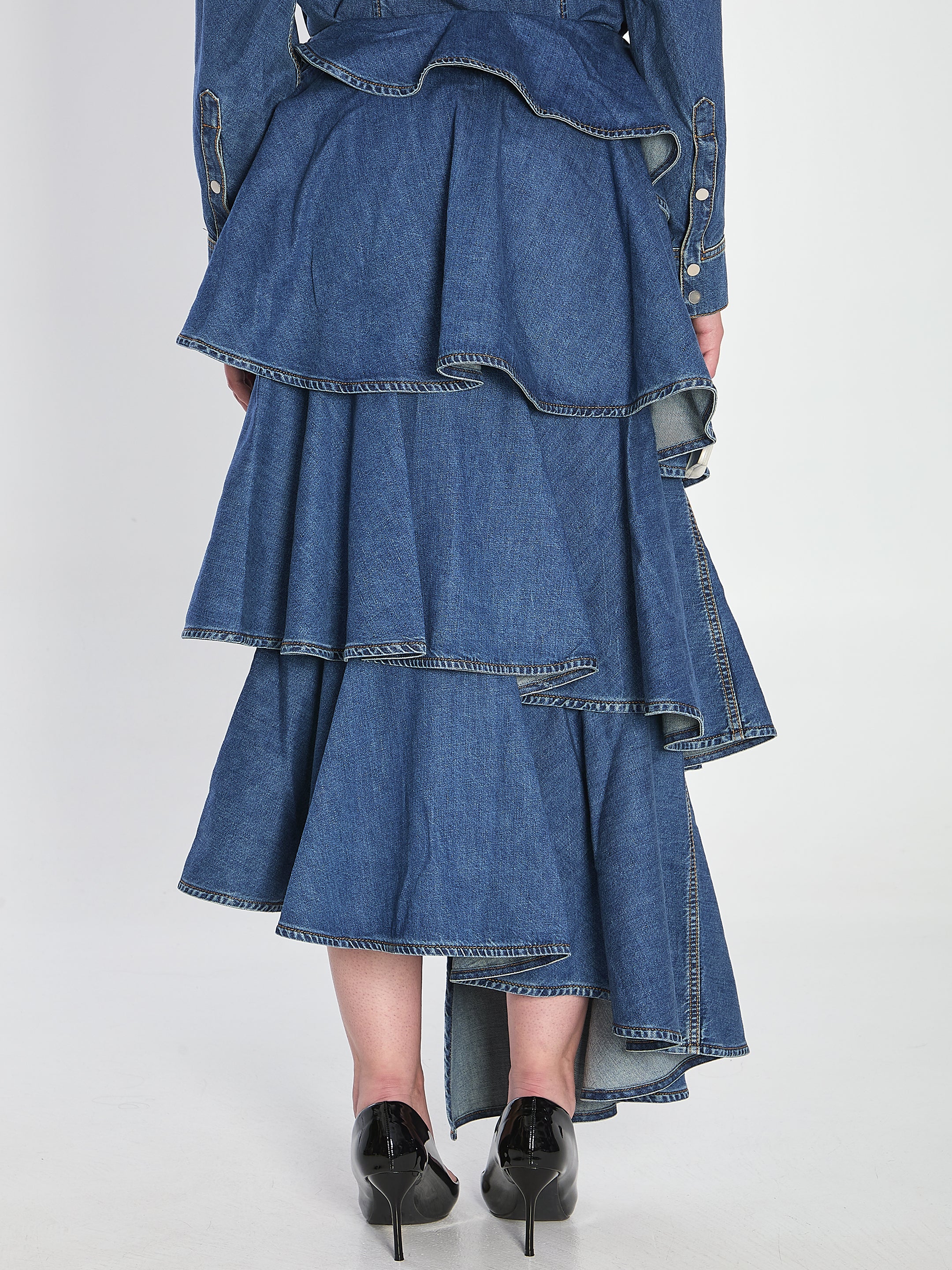SPIRAL SKIRT IN DENIM Alaia