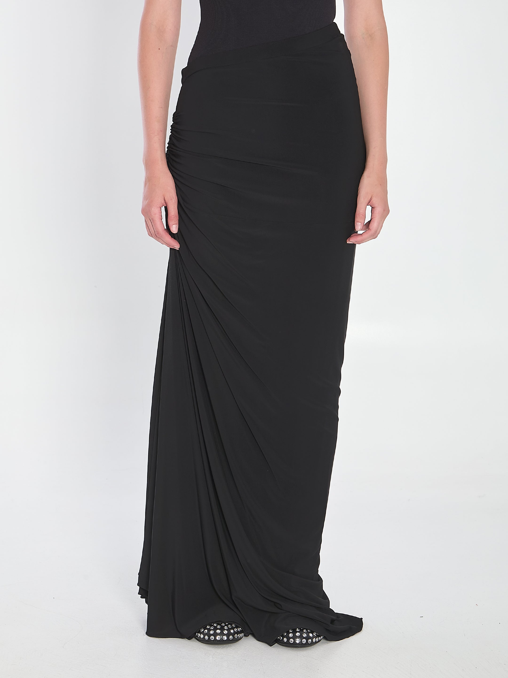 LONG DRAPED JERSEY DRESS Alaia BLACK 36