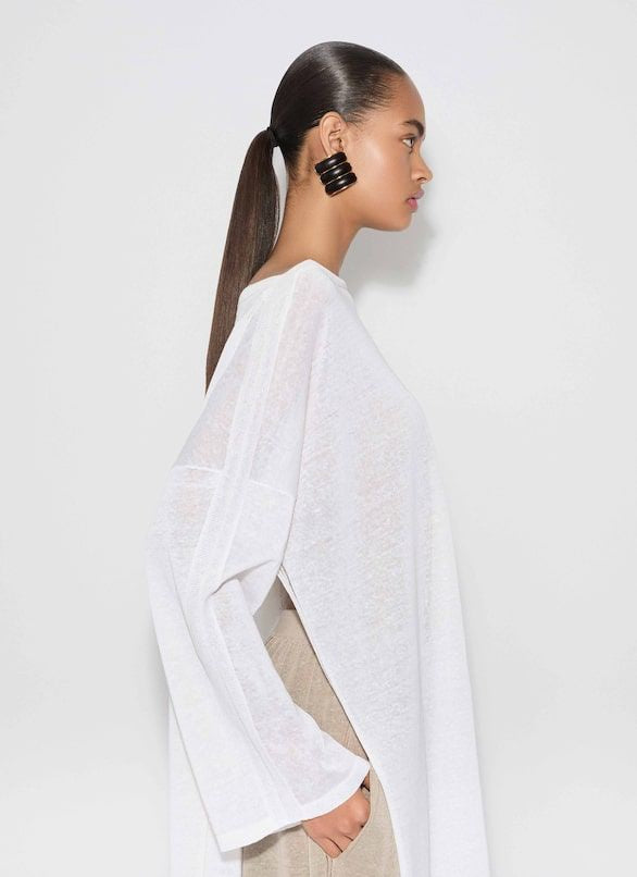 WHITE CAFTAN WITH SIDE OPENINGS Alaia