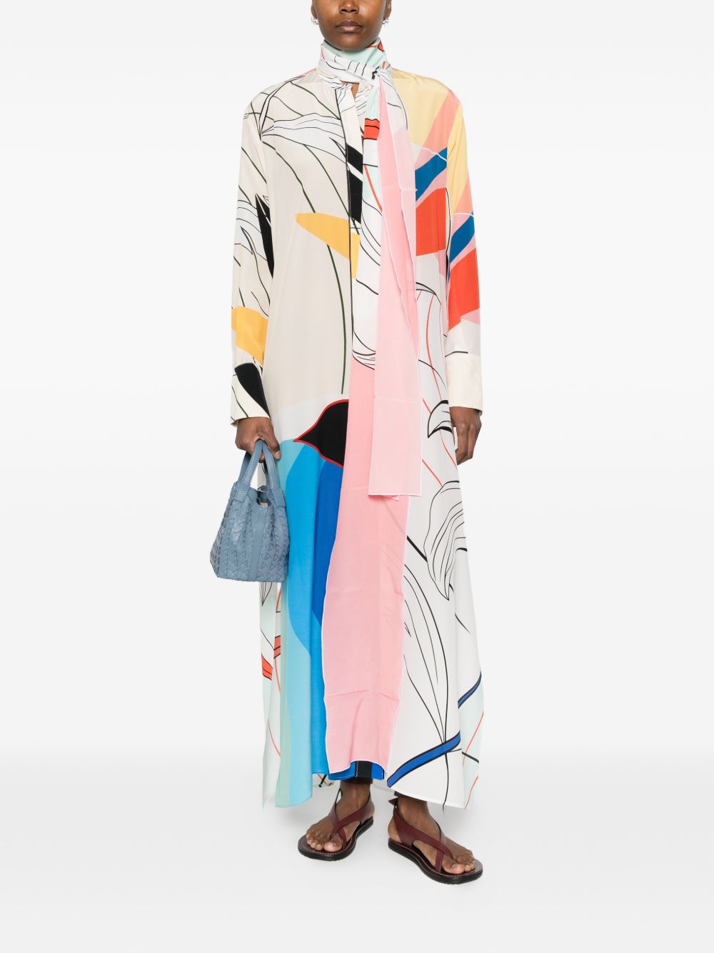 Multicolor printed silk maxi dress by F.R.S FOR RESTLESS SLEEPERS, side angle view