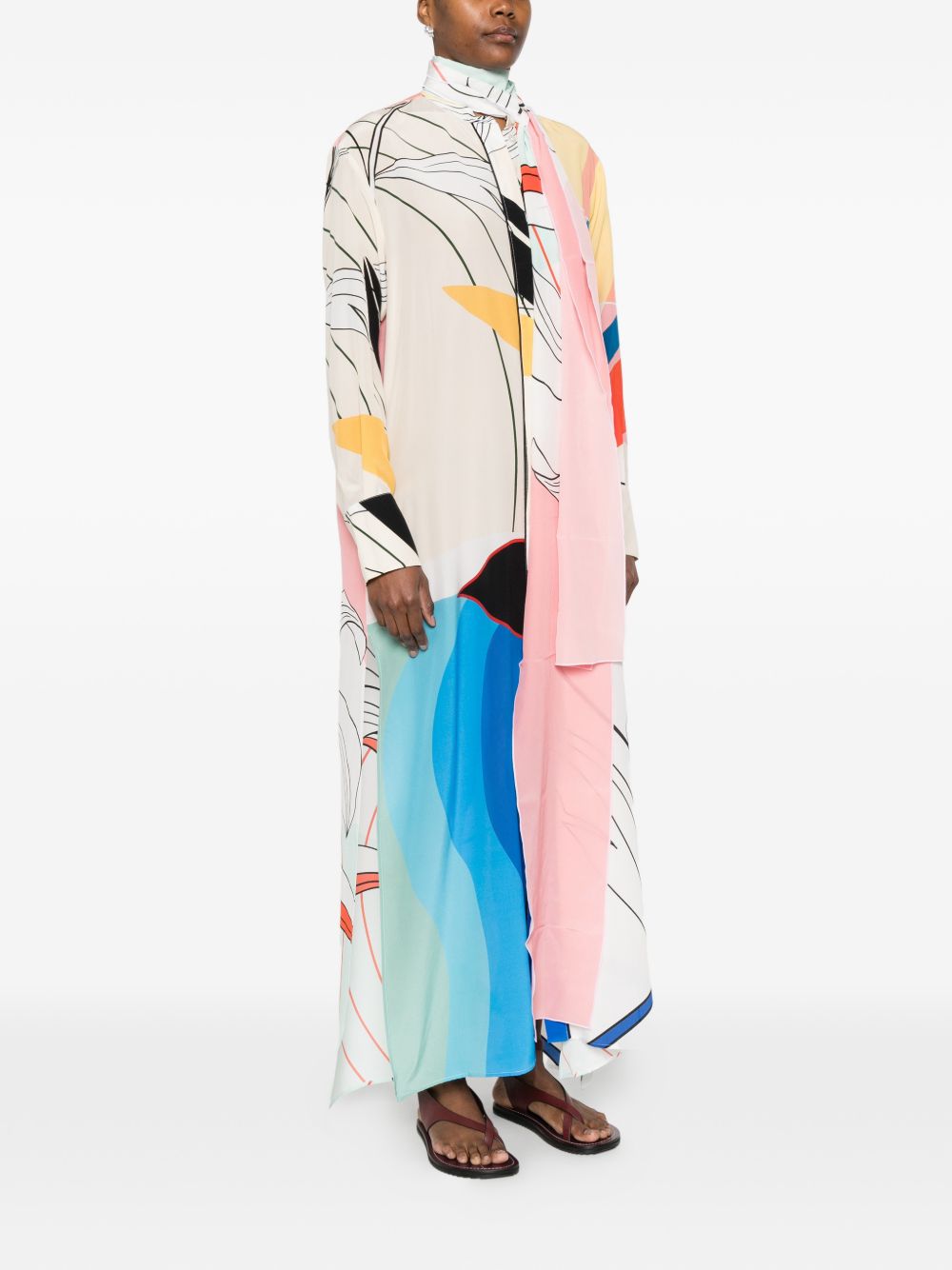 Multicolor printed silk maxi dress by F.R.S FOR RESTLESS SLEEPERS, back view