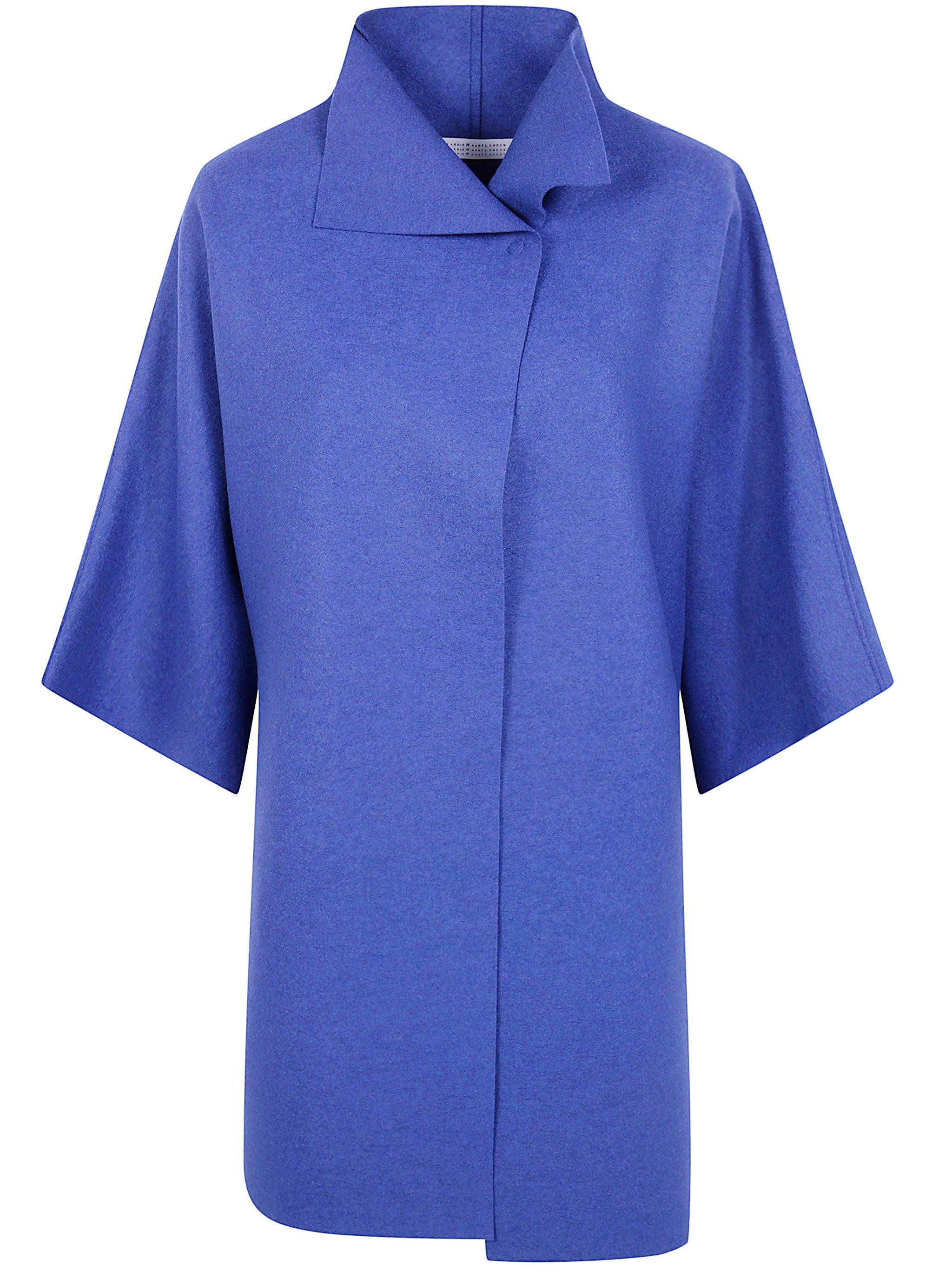WOMEN KIMONO MANTLE PRESSED WOOL Harris Wharf London BLUE 44