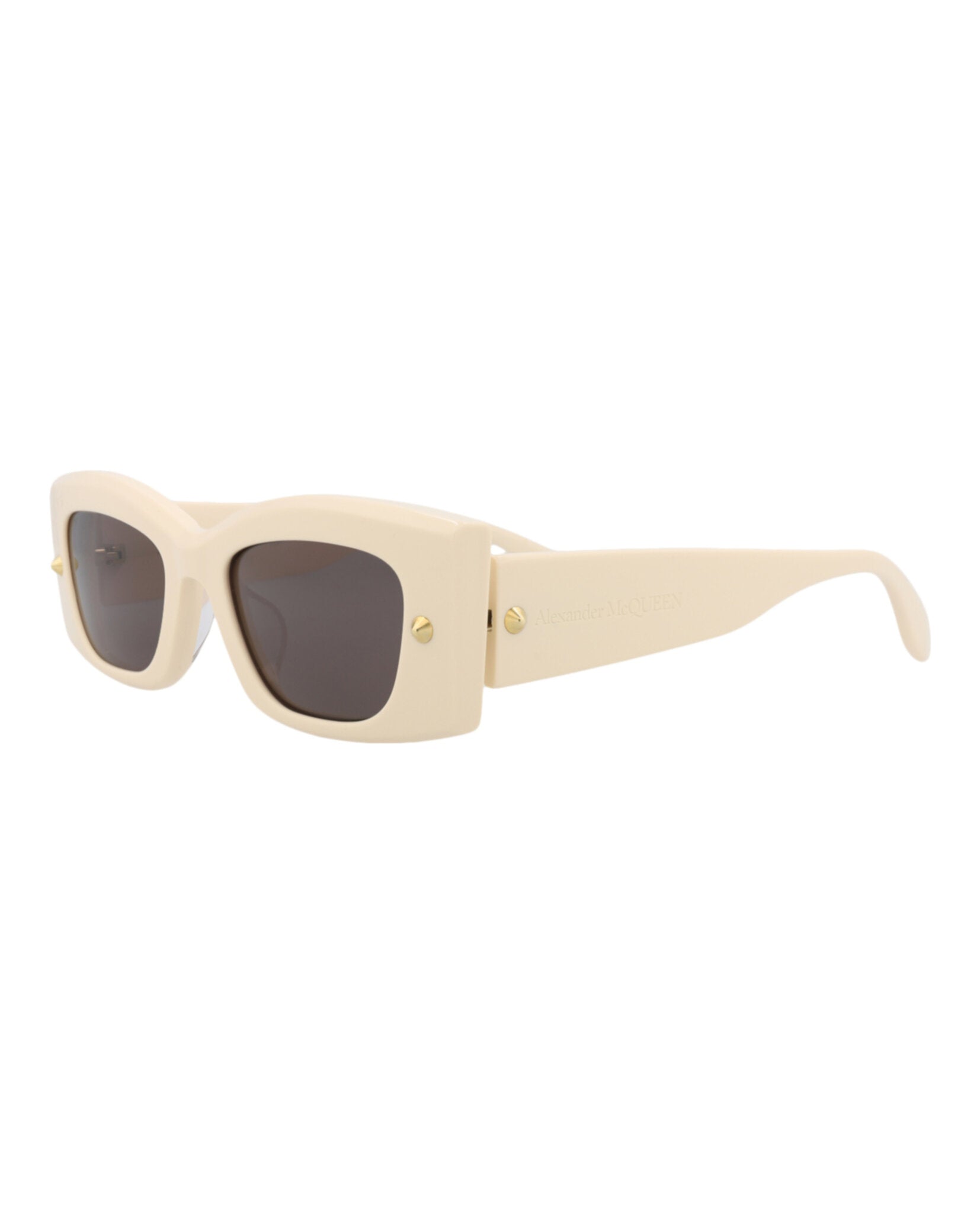 Alexander McQueen recycled acetate sunglasses in cream, side profile view