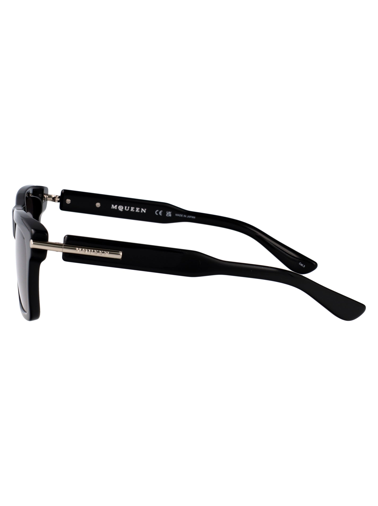 BLACK-BLACK-GREY RECYCLED ACETATE SUNGLASSES Alexander McQueen