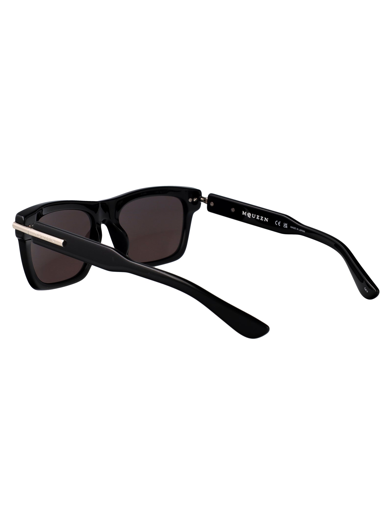 BLACK-BLACK-GREY RECYCLED ACETATE SUNGLASSES Alexander McQueen