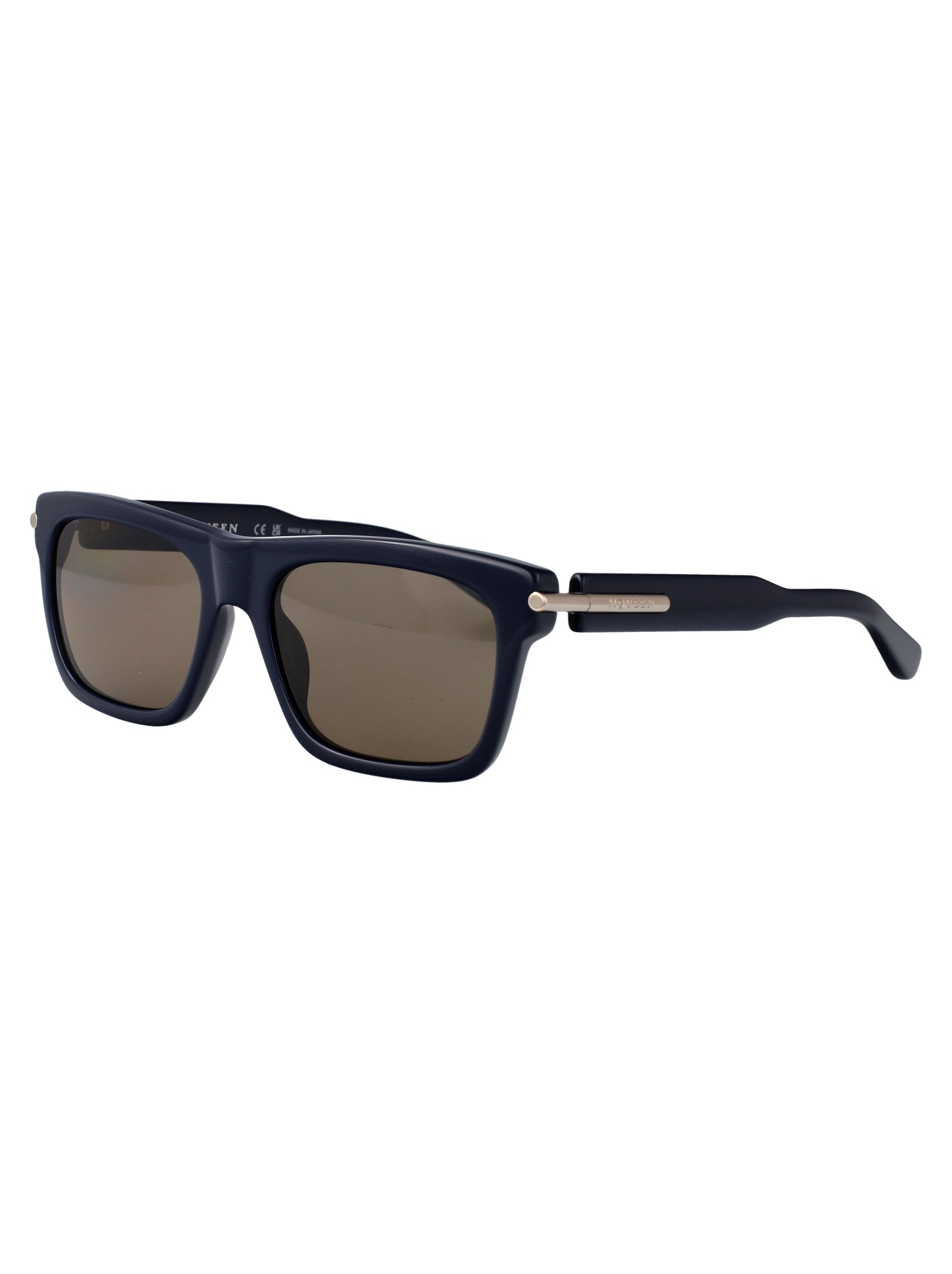 BLUE-BLUE-BROWN RECYCLED ACETATE SUNGLASSES Alexander McQueen
