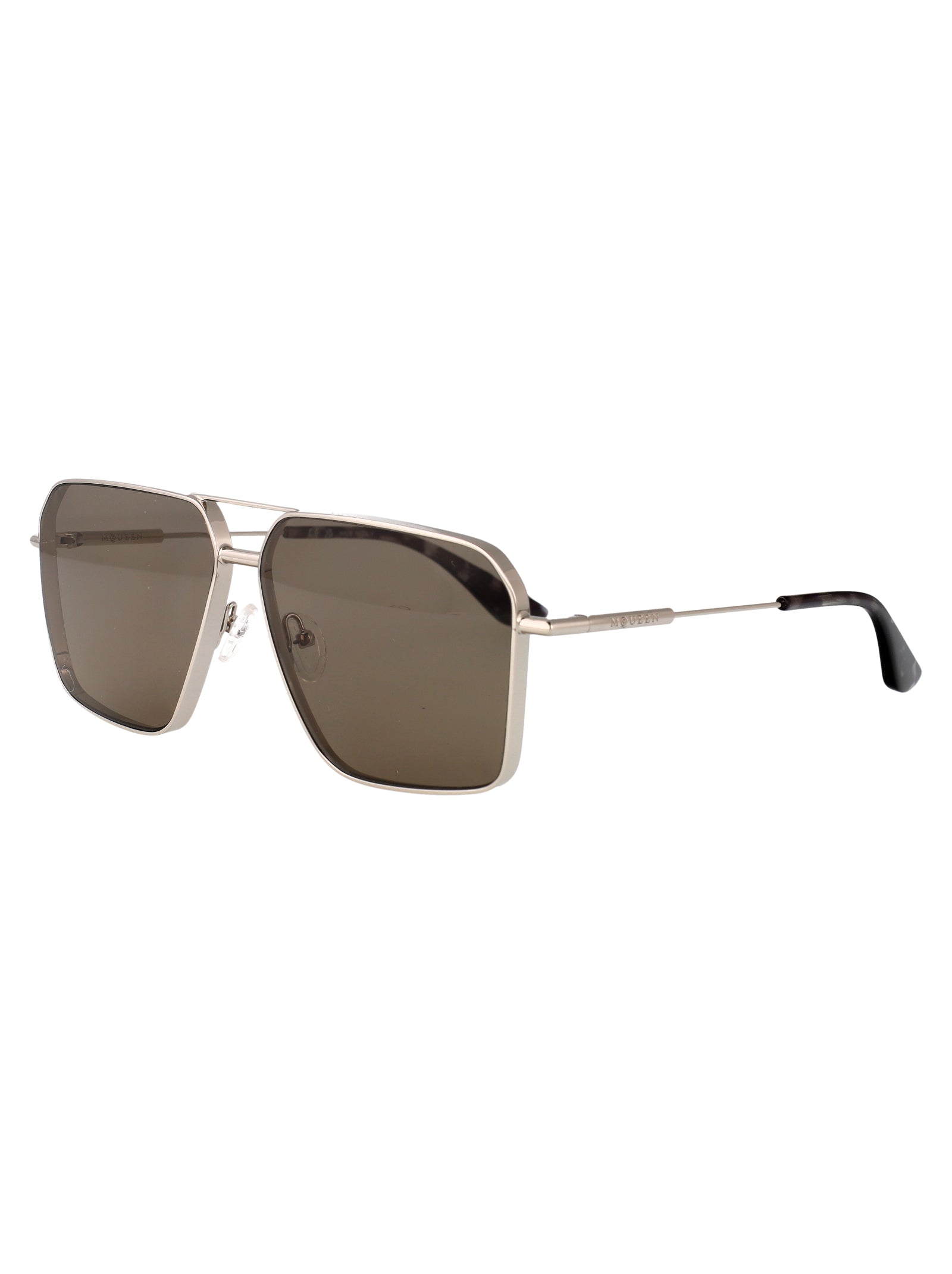 SILVER-SILVER-BROWN METAL SUNGLASSES Alexander McQueen