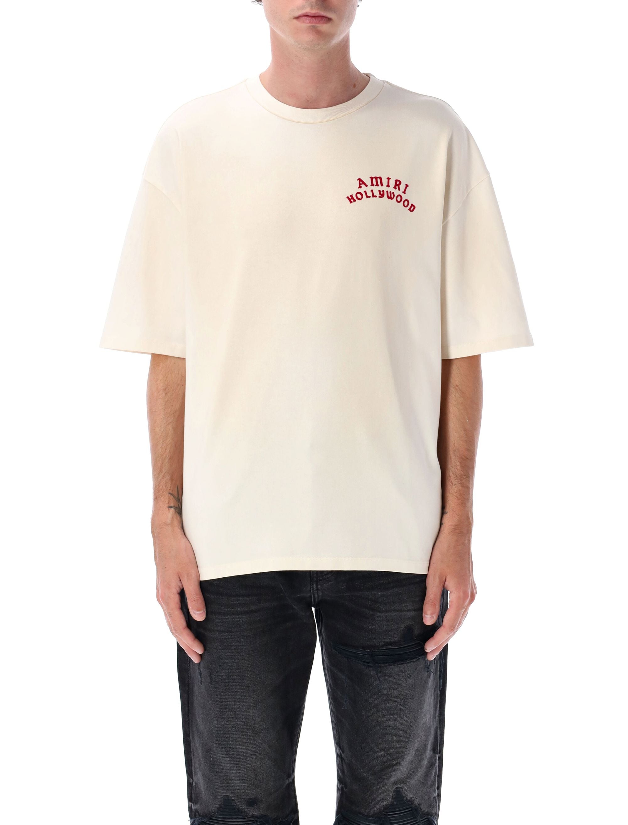 HOLLYWOOD OVERSIZED TEE AMIRI IVORY RED S