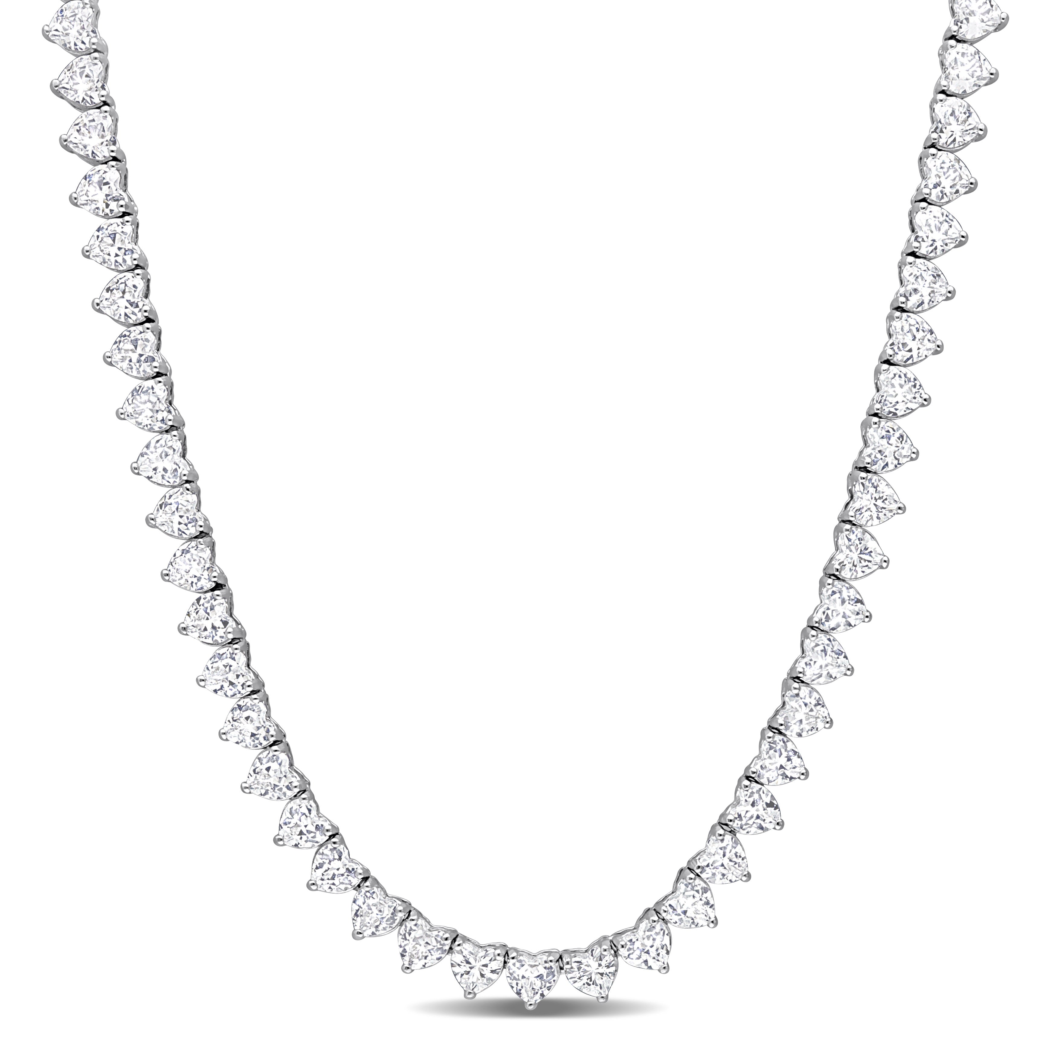 White sapphire tennis necklace in sterling silver by Lord & Taylor, front view