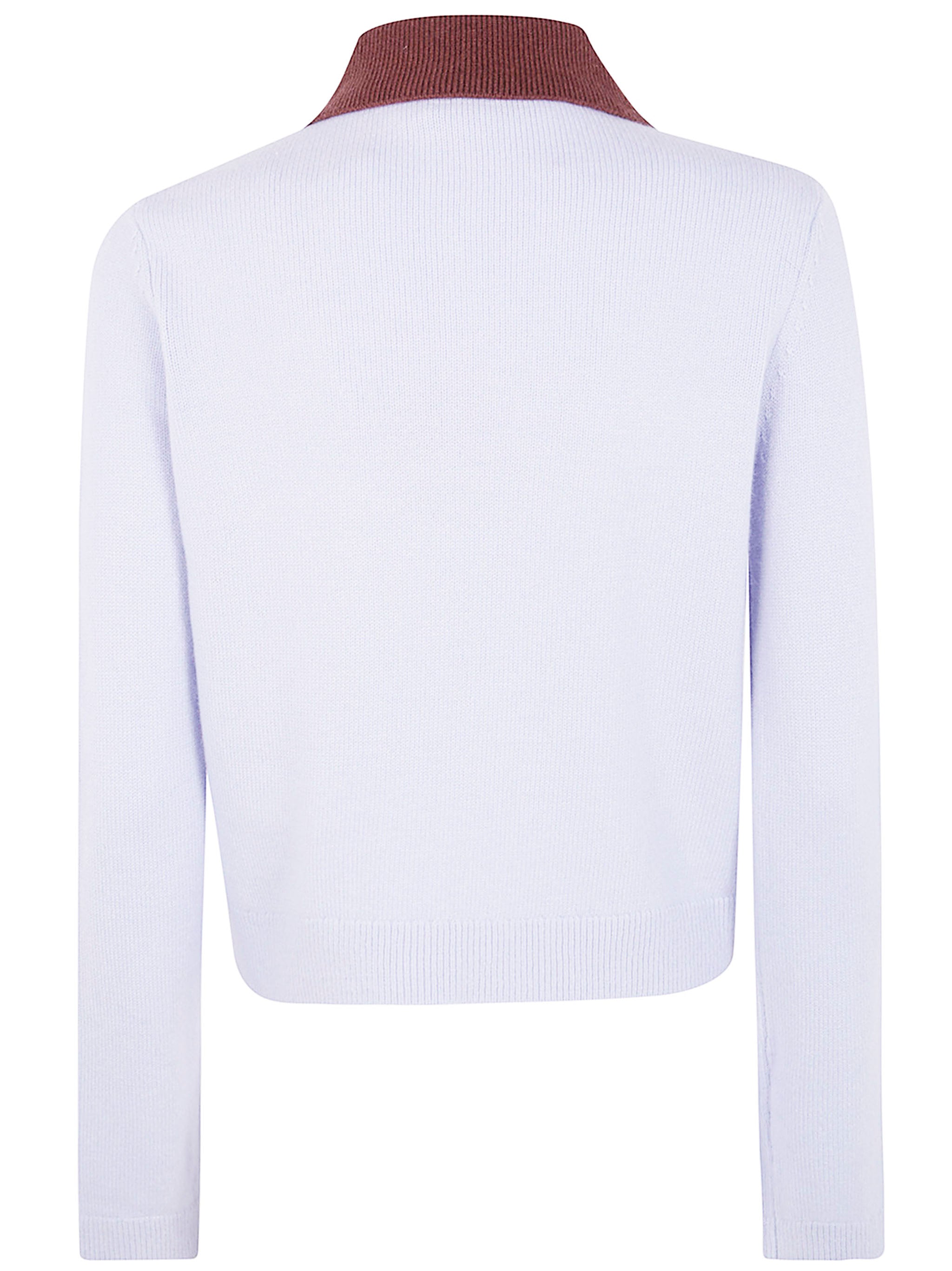 CONTRAST COLLAR KNIT TOP Self-Portrait
