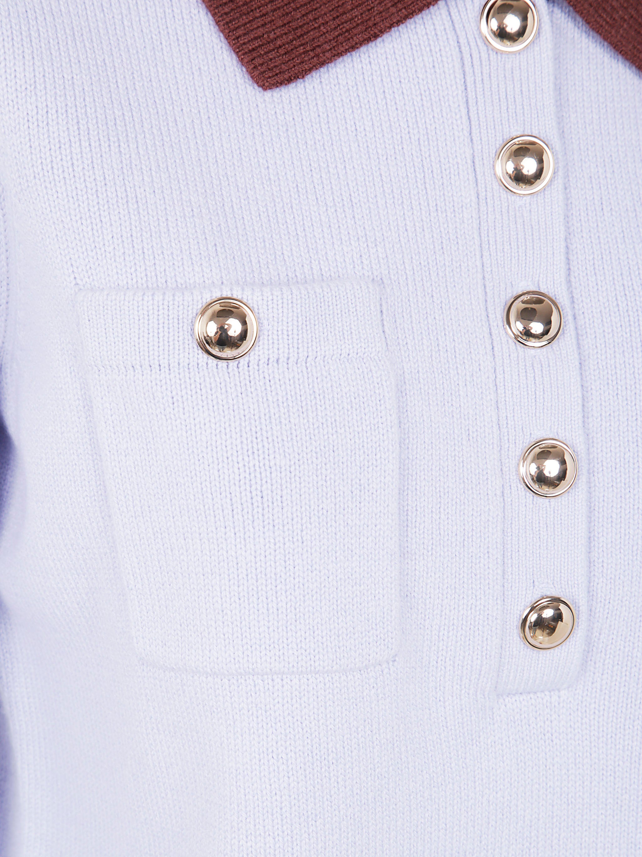 CONTRAST COLLAR KNIT TOP Self-Portrait