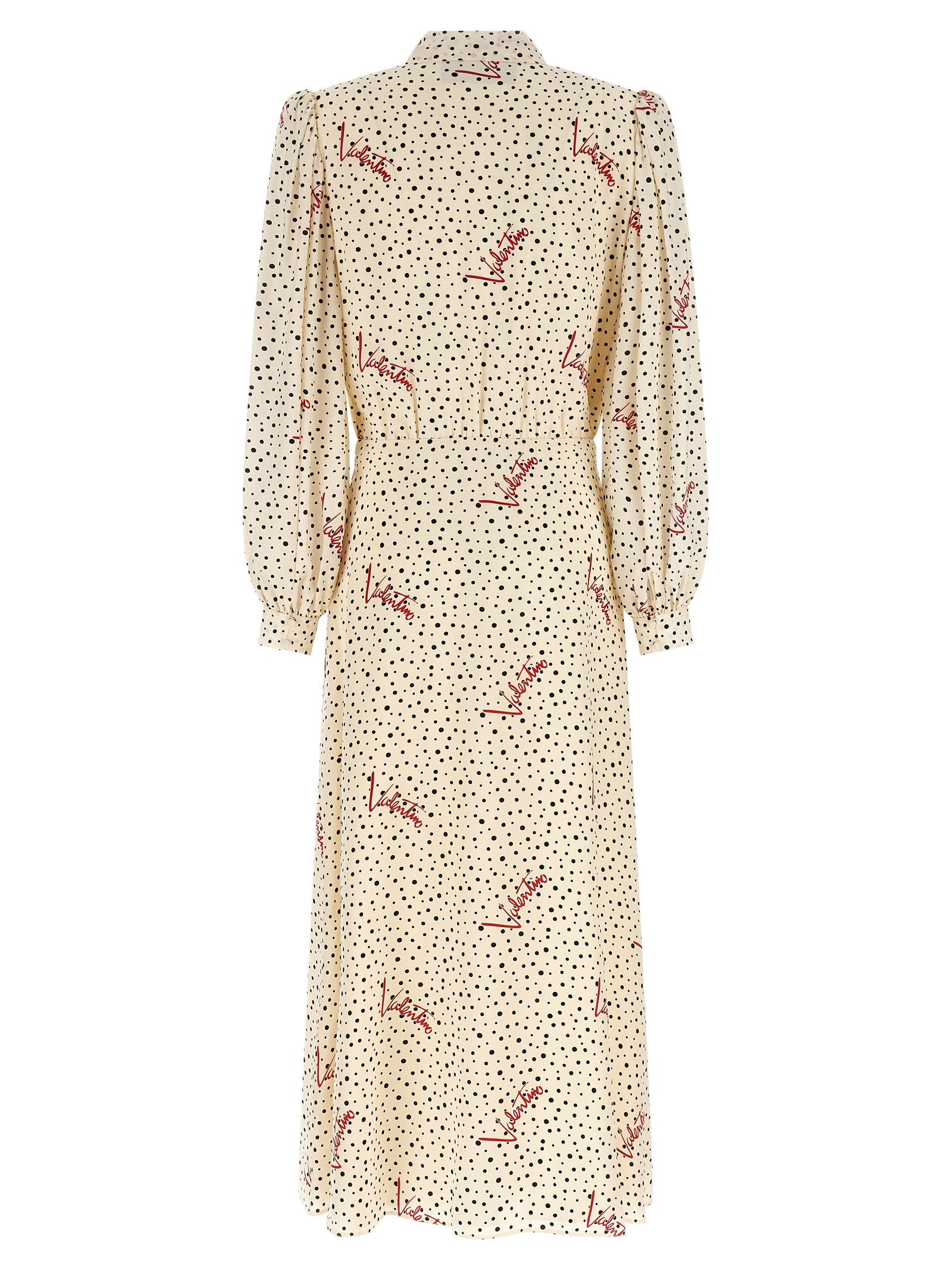 Multicolor Valentino Garavani midi dress with bow collar detail, side angle