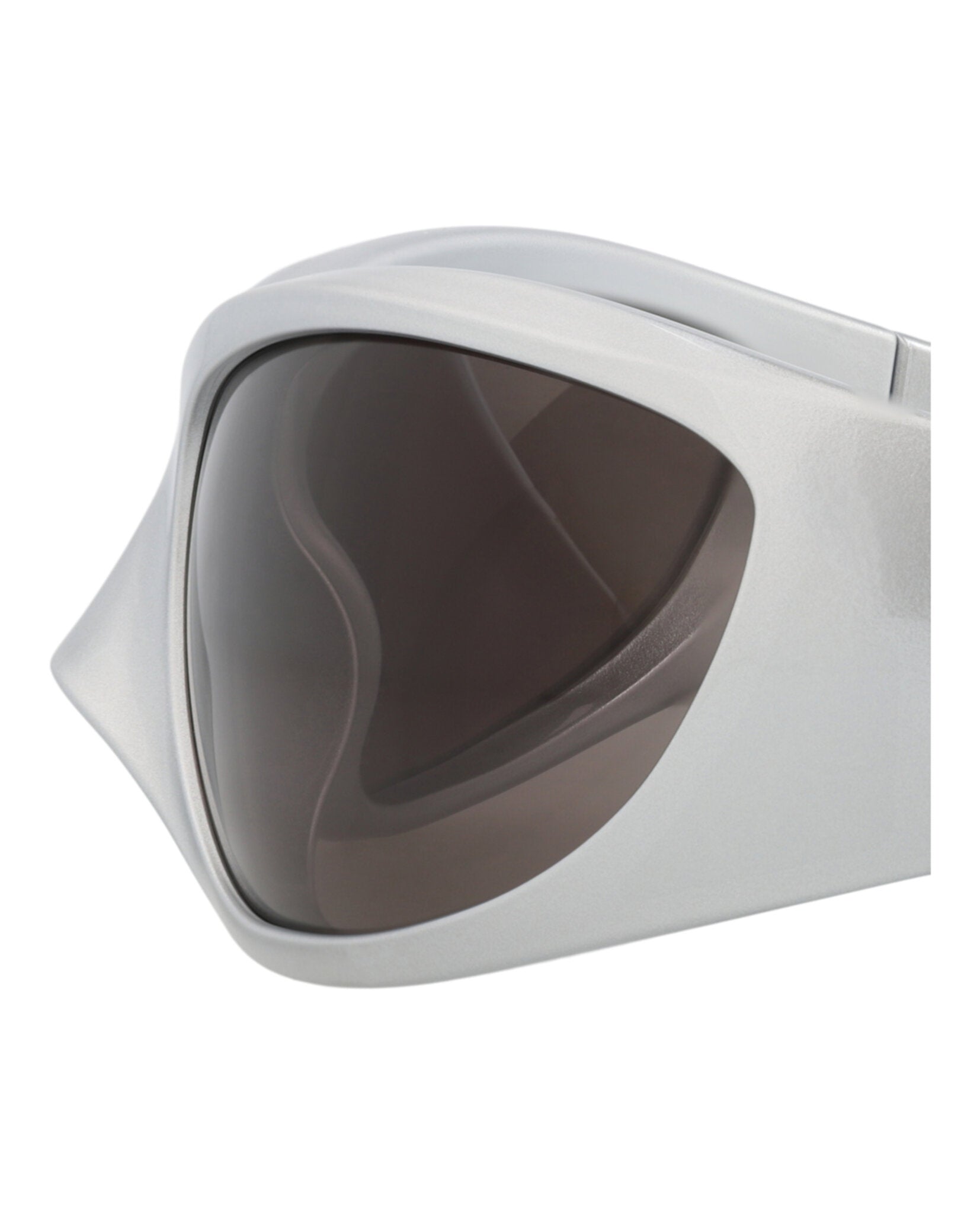 Balenciaga geometric shield sunglasses, top view showing bridge