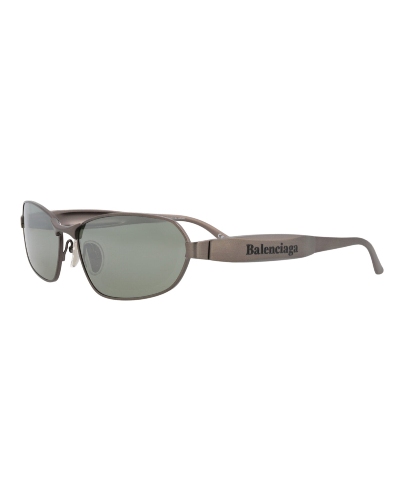 Black Balenciaga metal sunglasses, side profile view