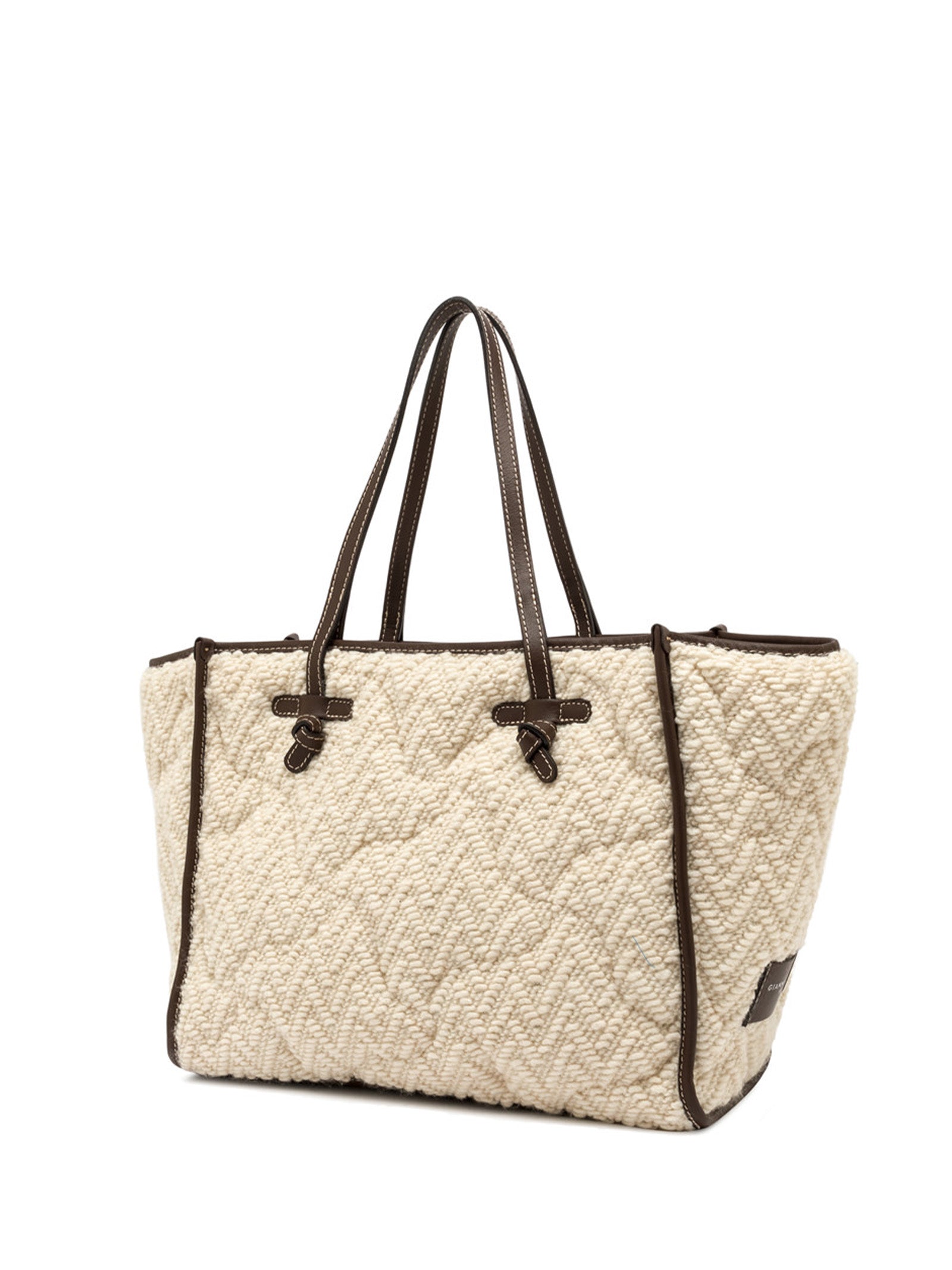 GIANNI CHIARINI SHOPPER BAG IN FABRIC, WOOL, LEATHER, BEIGE COLOR, REVERSIBLE GIANNI CHIARINI