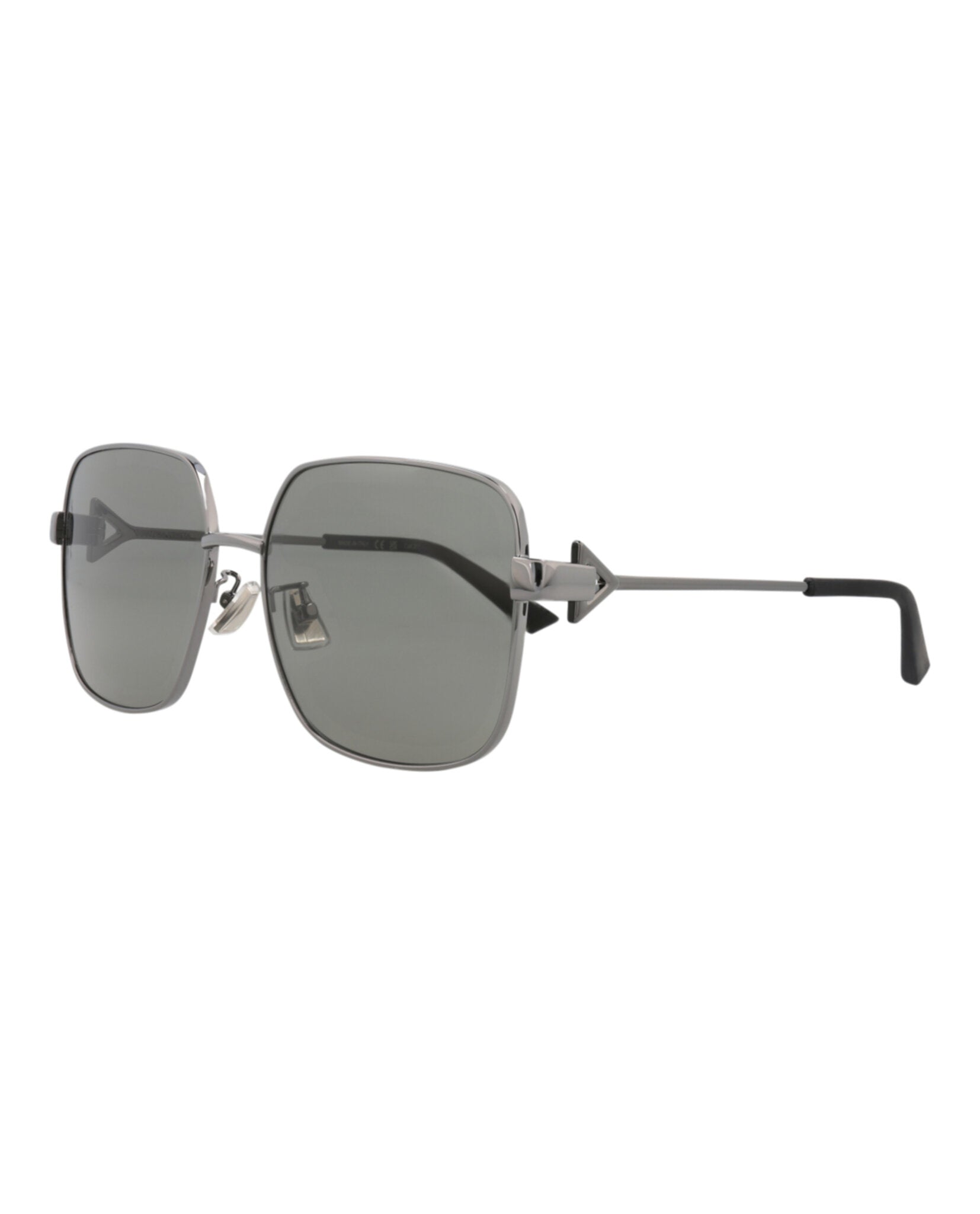 Multicolor square metal sunglasses by Bottega Veneta, side angle view