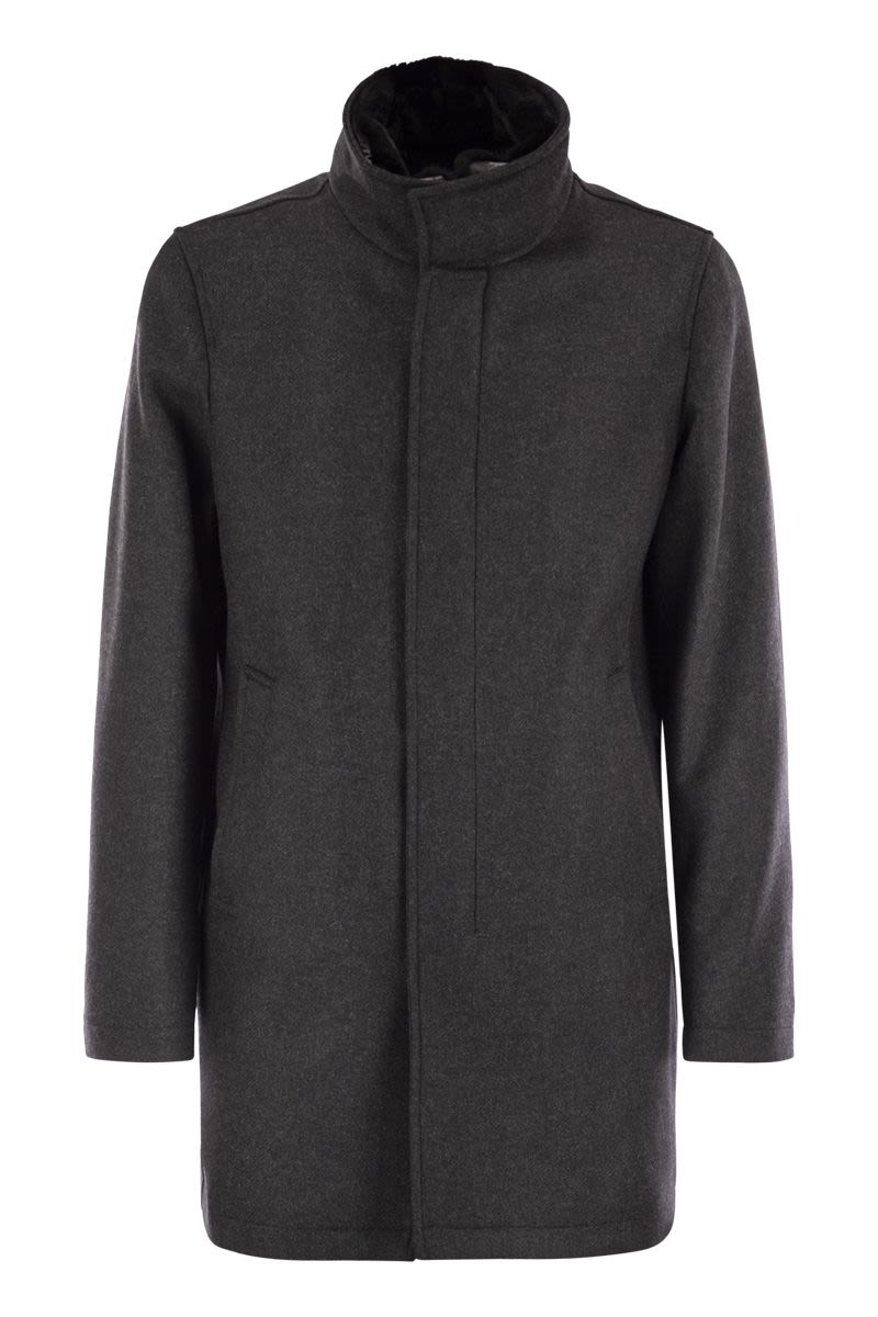 WOOL COAT WITH DETACHABLE COLLAR Herno GREY 50