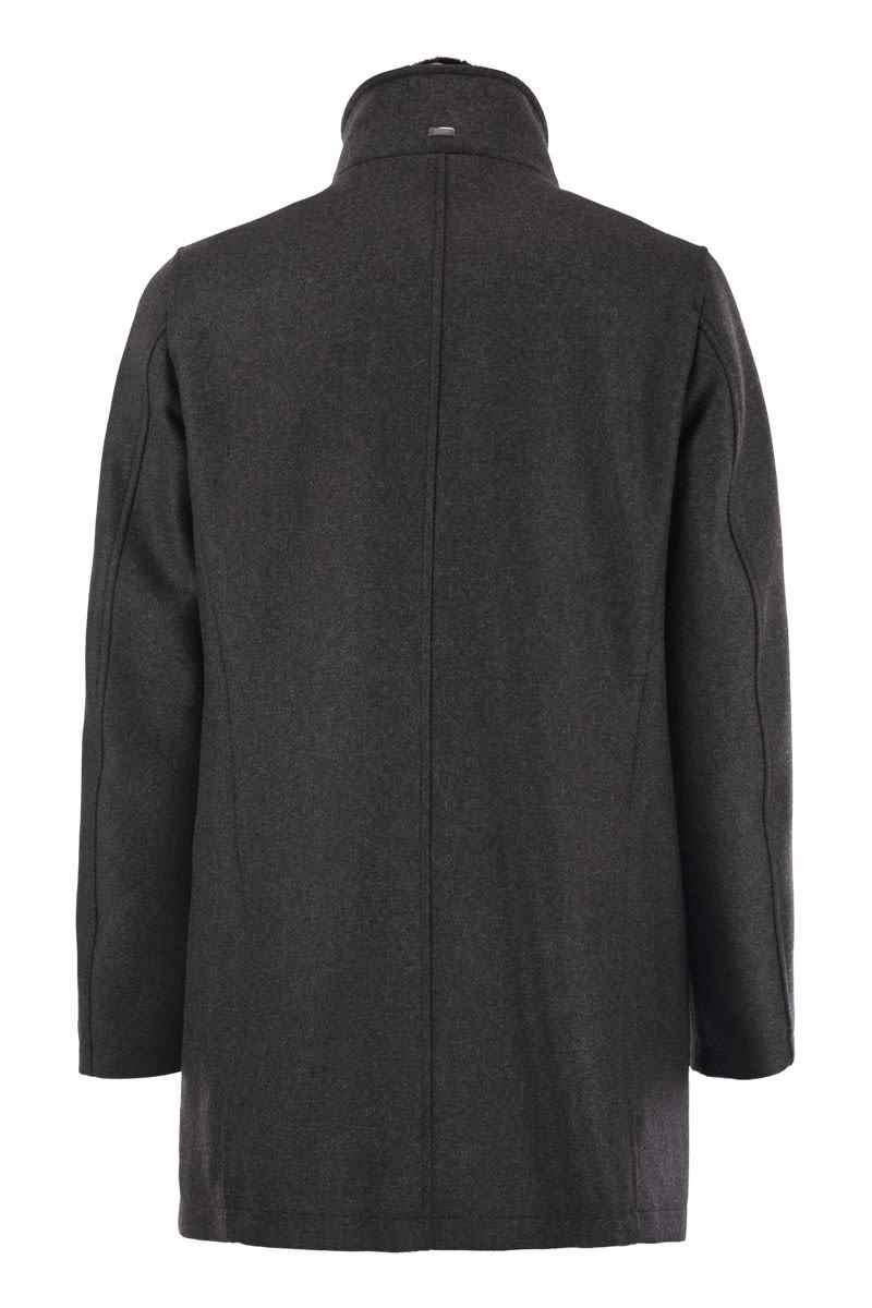 WOOL COAT WITH DETACHABLE COLLAR Herno