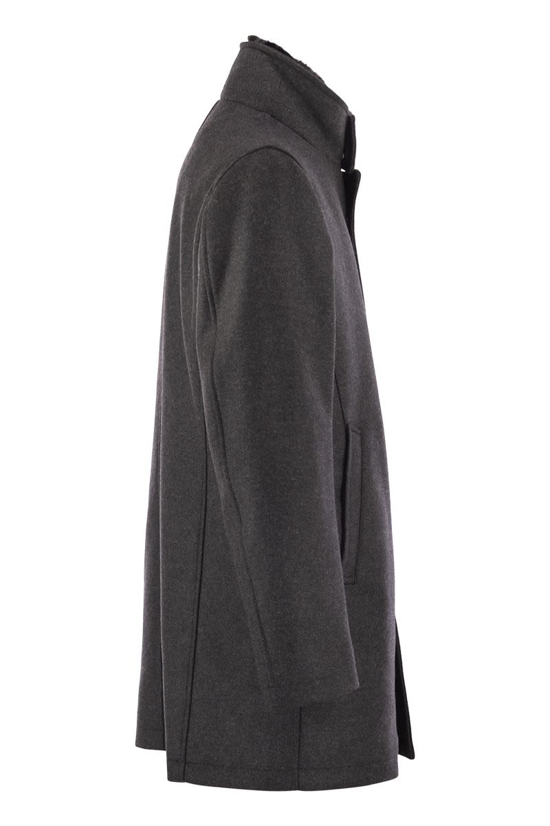 WOOL COAT WITH DETACHABLE COLLAR Herno