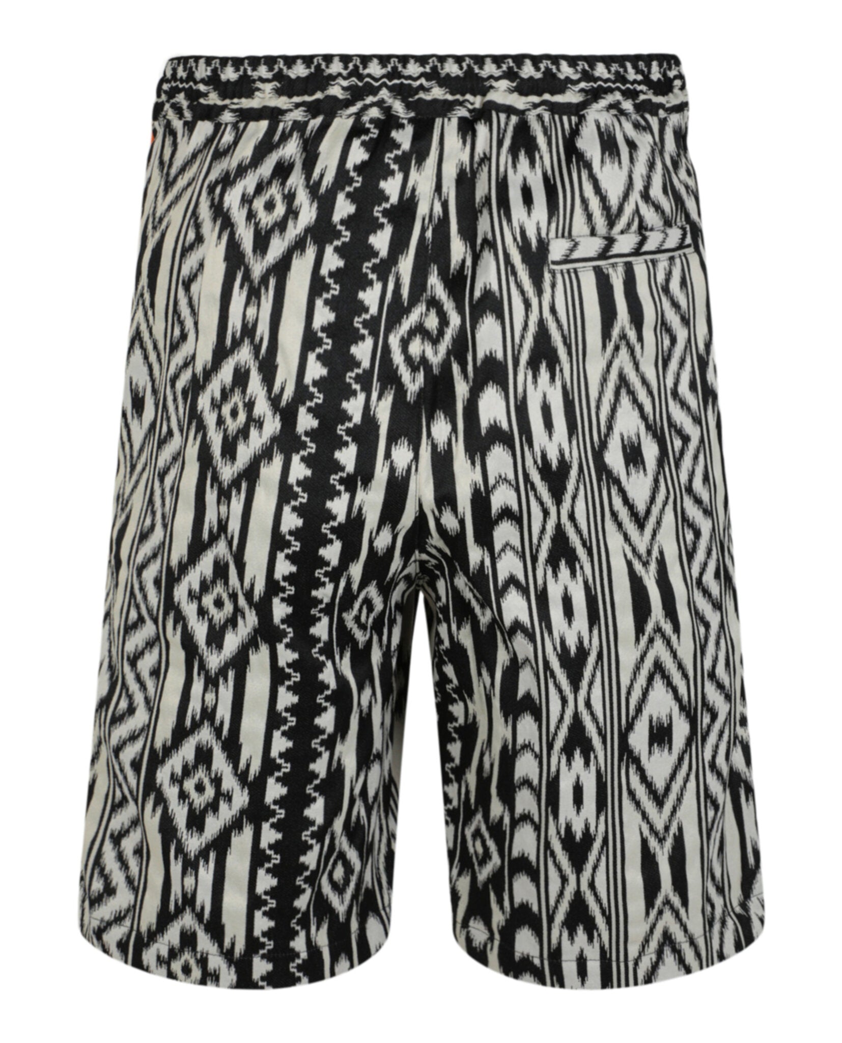 Black Marcelo Burlon Folk Jacquard shorts showing embroidered cross detail, side view