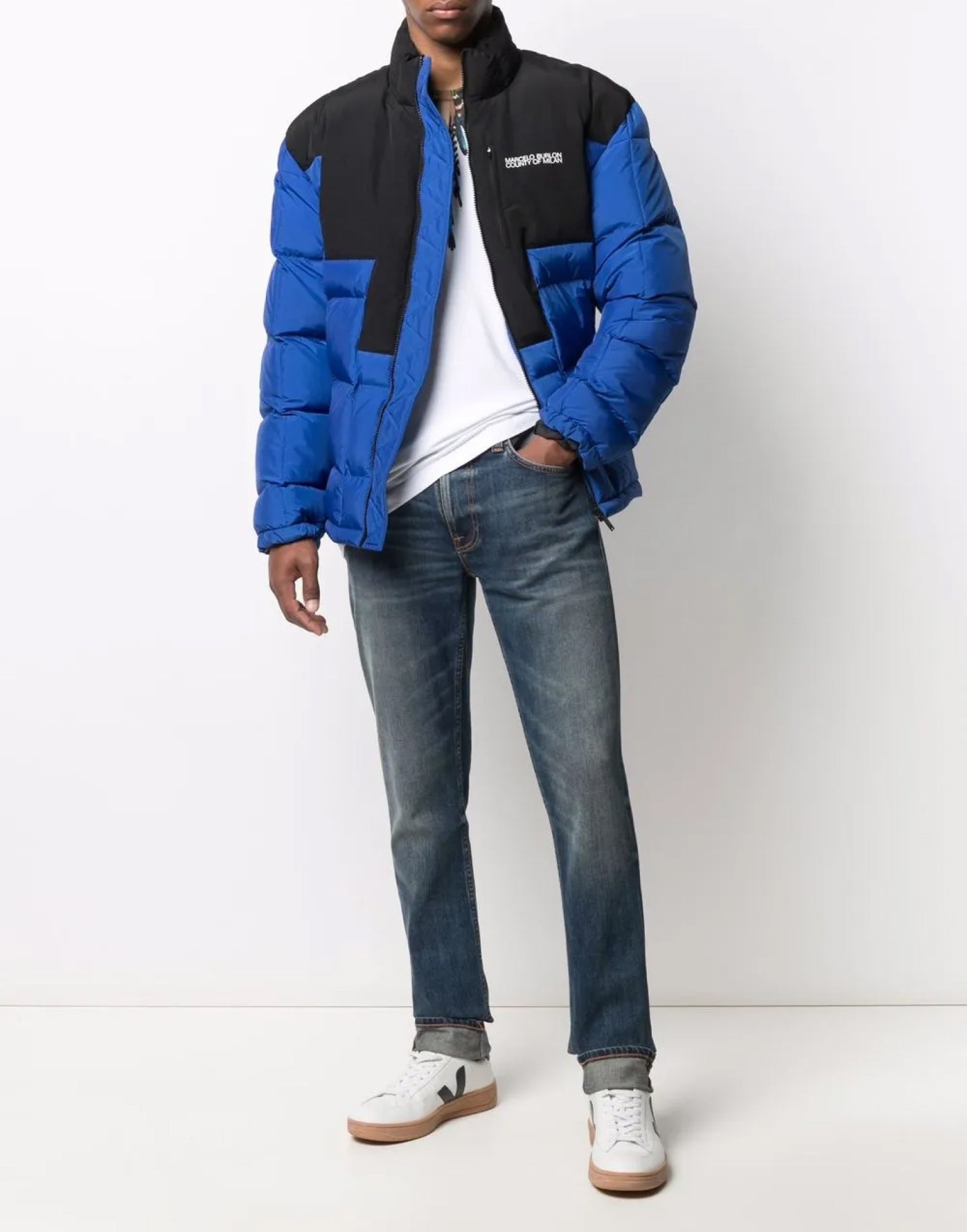 CROSS BLOCK LOGO DOWN JACKET Marcelo Burlon
