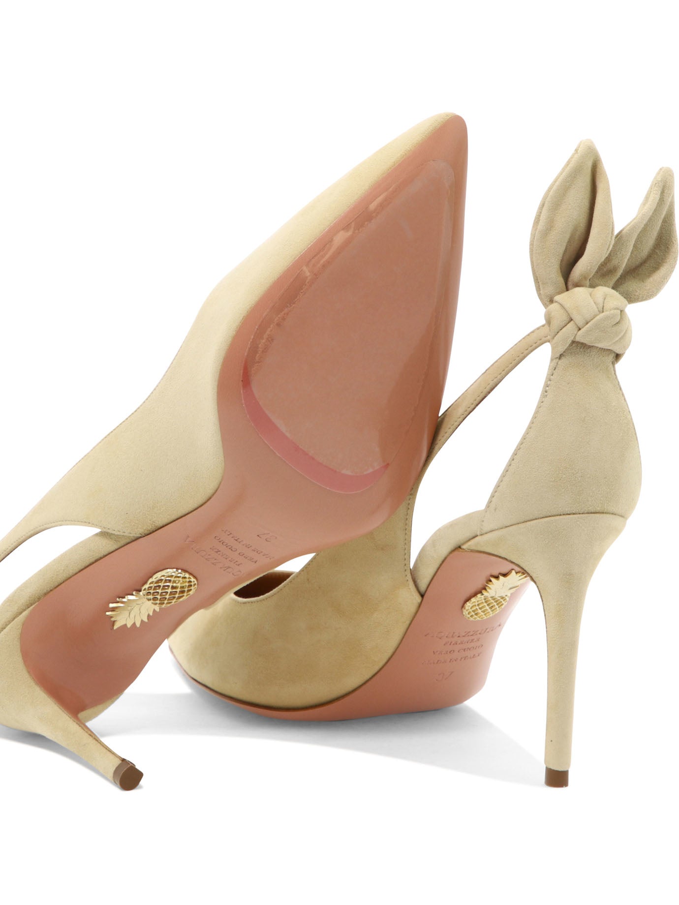 BEIGE LEATHER HEELED SHOES Aquazzura