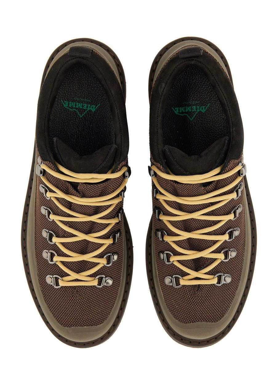 BROWN POLYESTER COW LEATHER BOOTS DIEMME