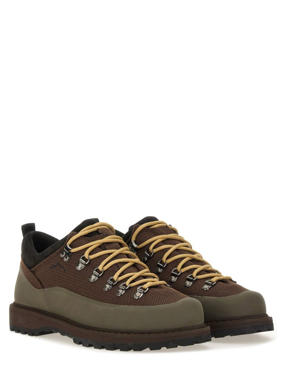 BROWN POLYESTER COW LEATHER BOOTS DIEMME