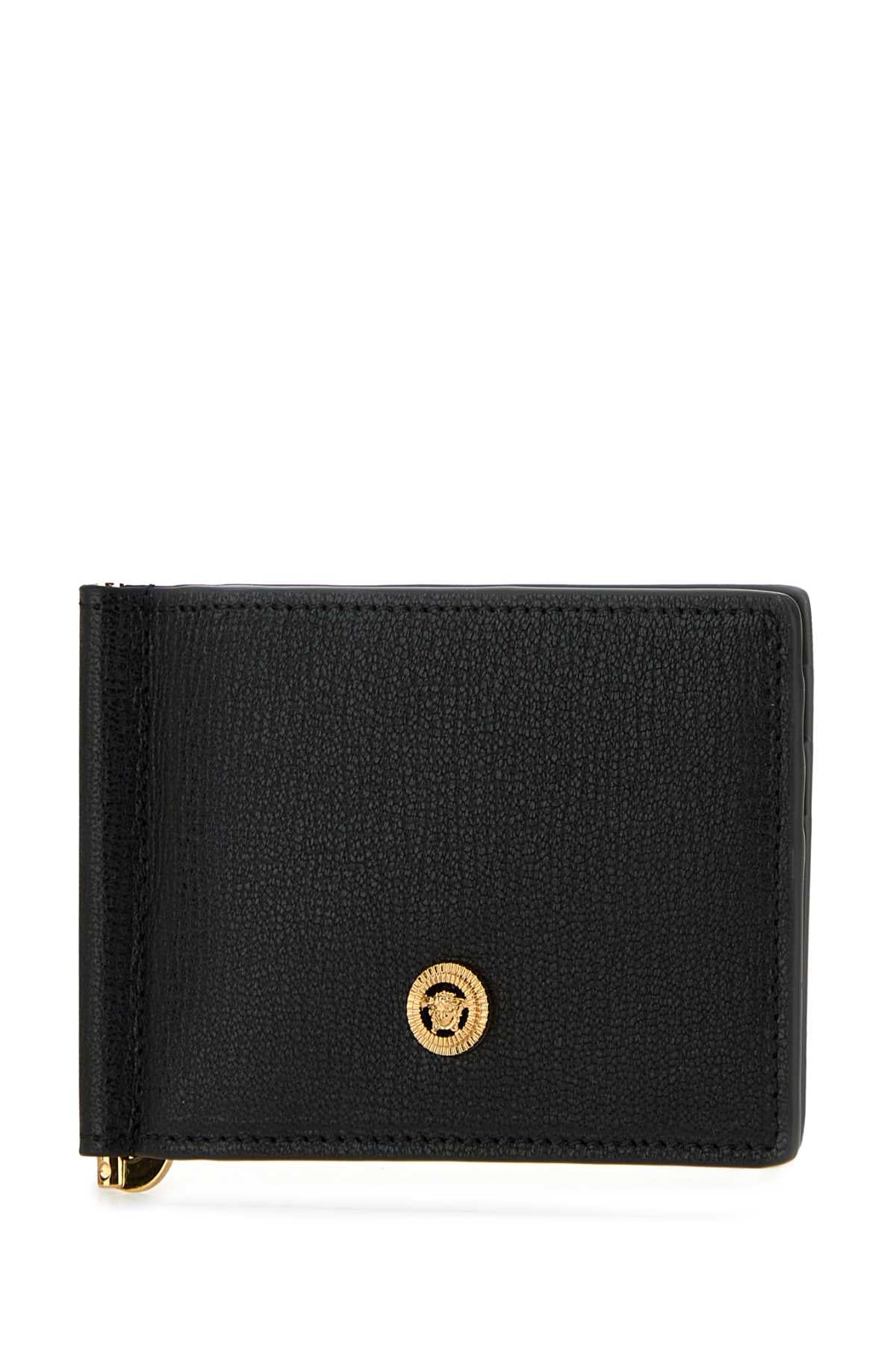 BLACK LEATHER MEDUSA BIGGIE WALLET Versace