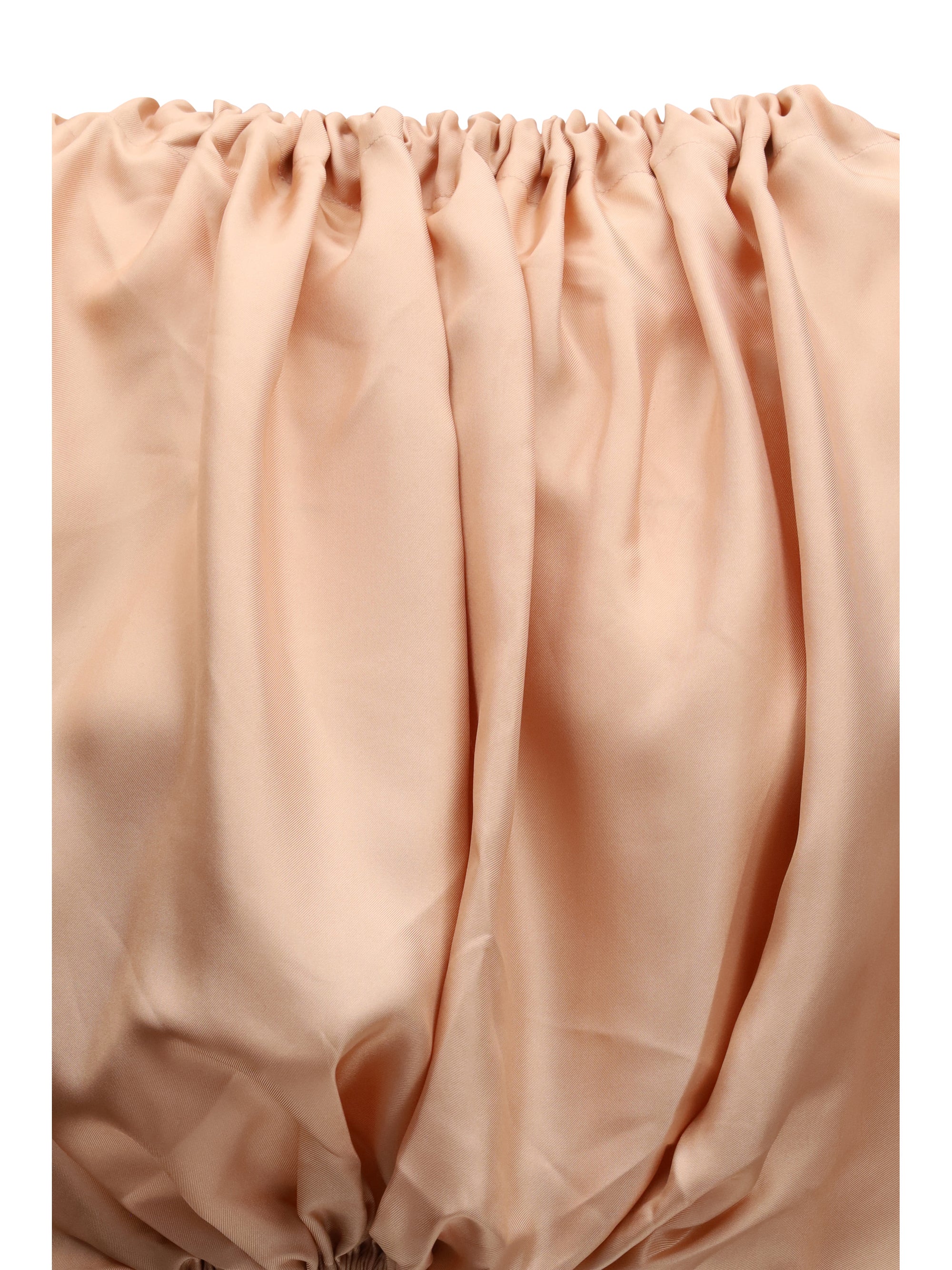Cameo rose silk blouse with statement sleeves by Di Stavnitser, front view