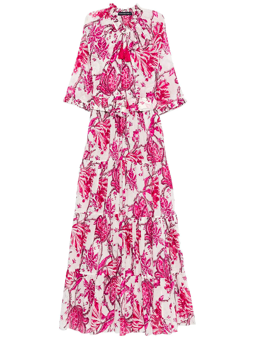 Samantha Sung Eva tiered dress with floral print, side angle view
