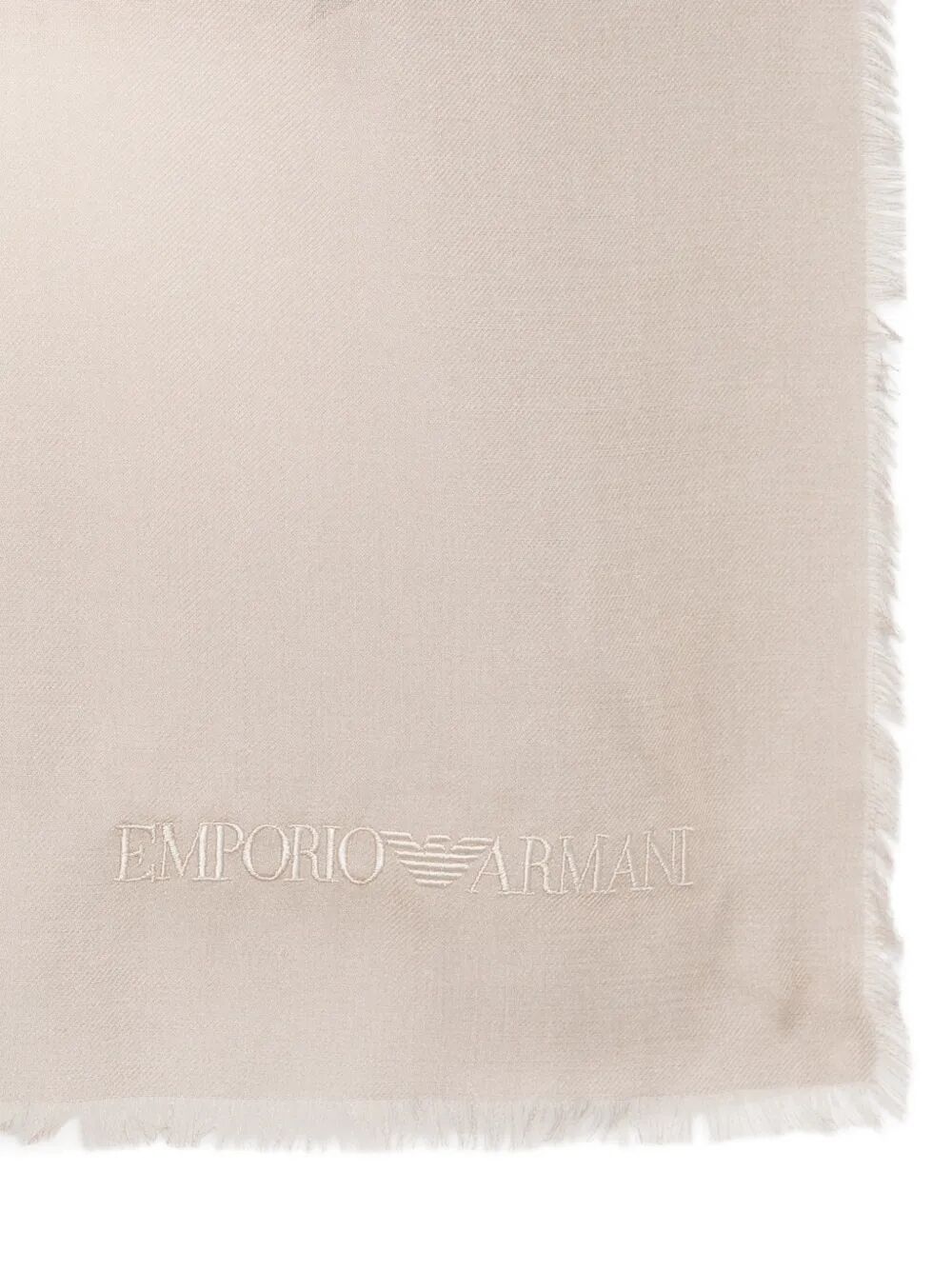 Beige cashmere blend stole by Emporio Armani, draped detail